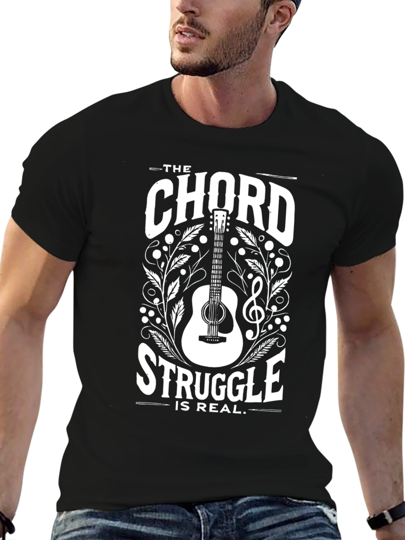 Black The Chord Struggle is Real Black T-Shirt view 6