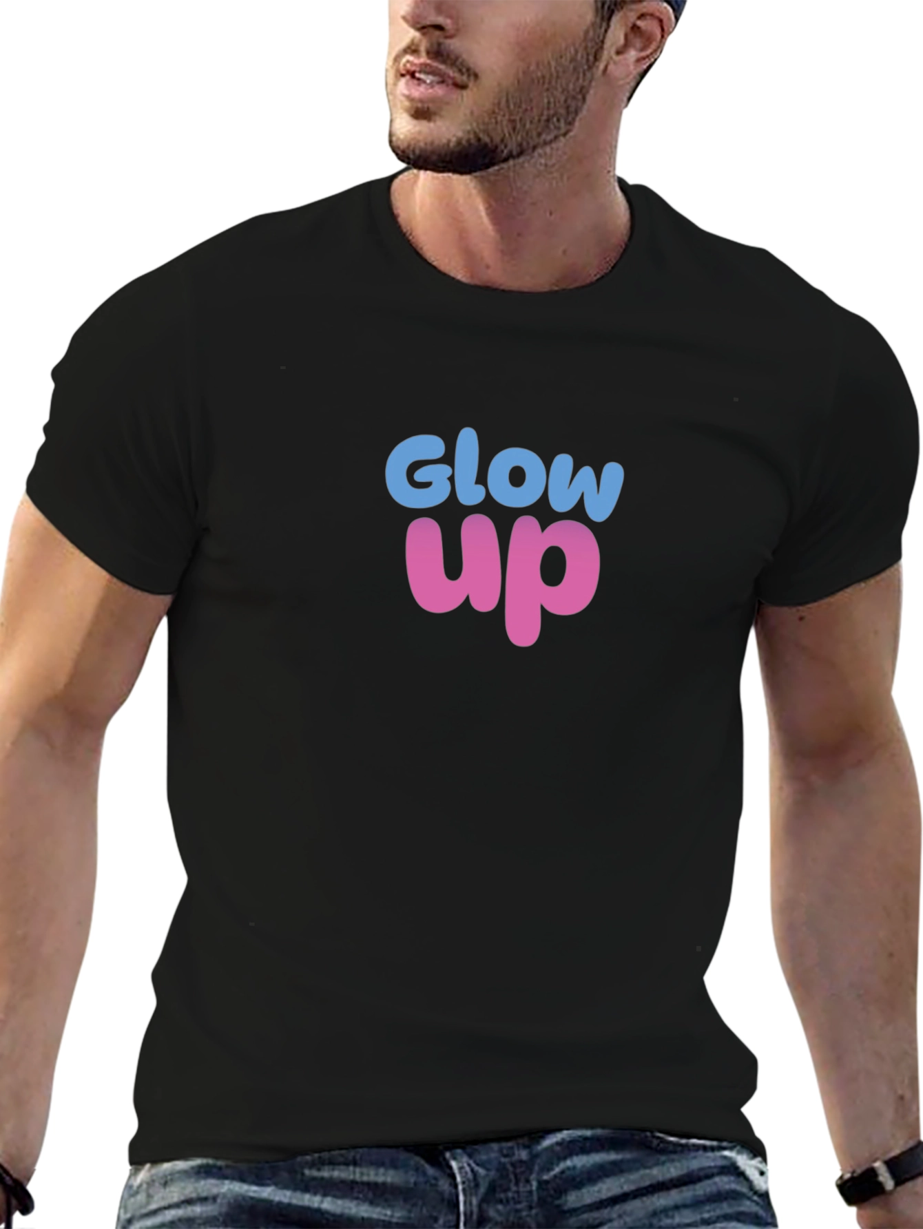 Black Glow Up Graphic Tee - Trendy Short Sleeve Crew Neck T-Shirt view 6