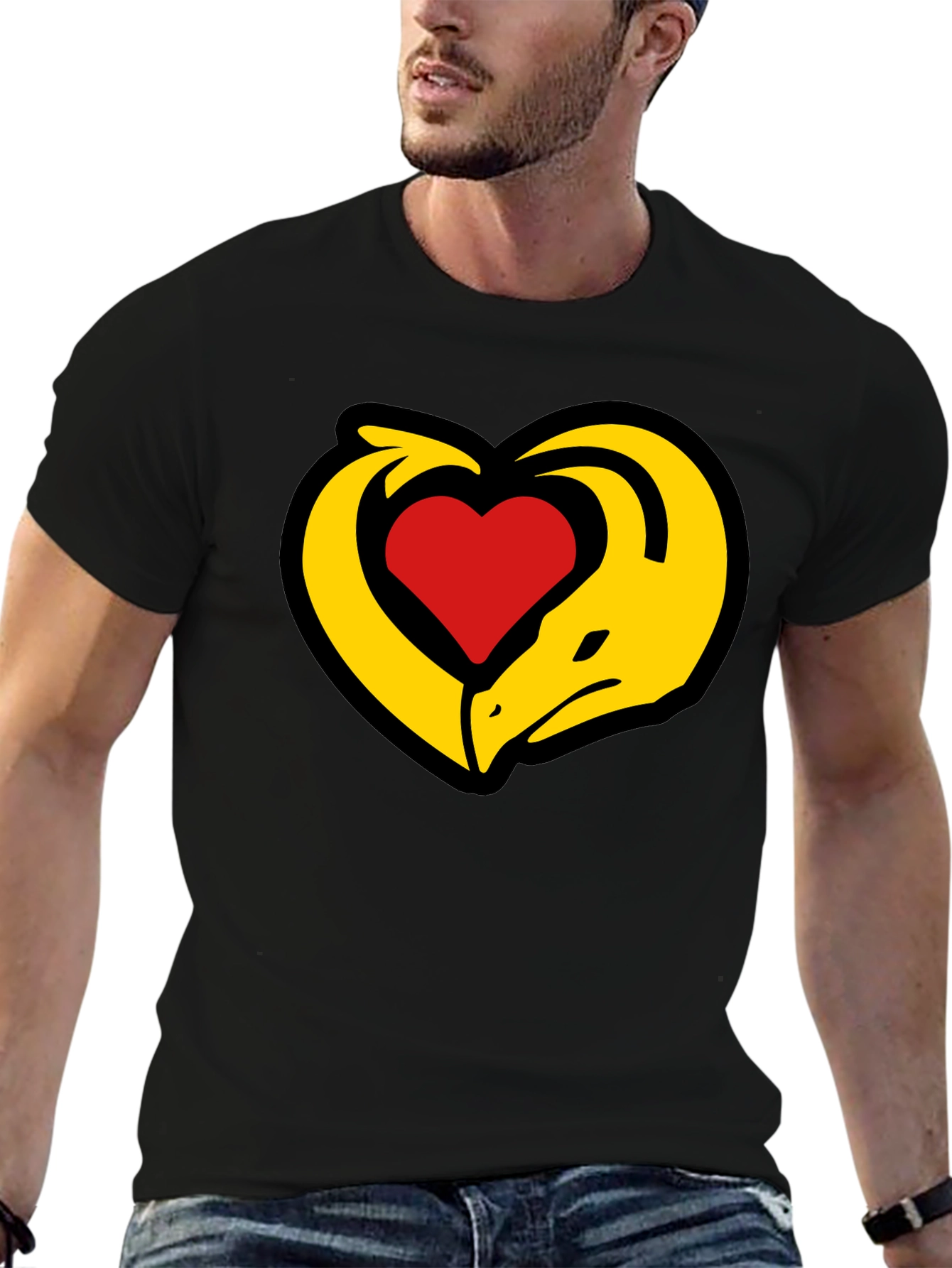 Black Dragon Heart T-Shirt - Black Cotton Tee view 6