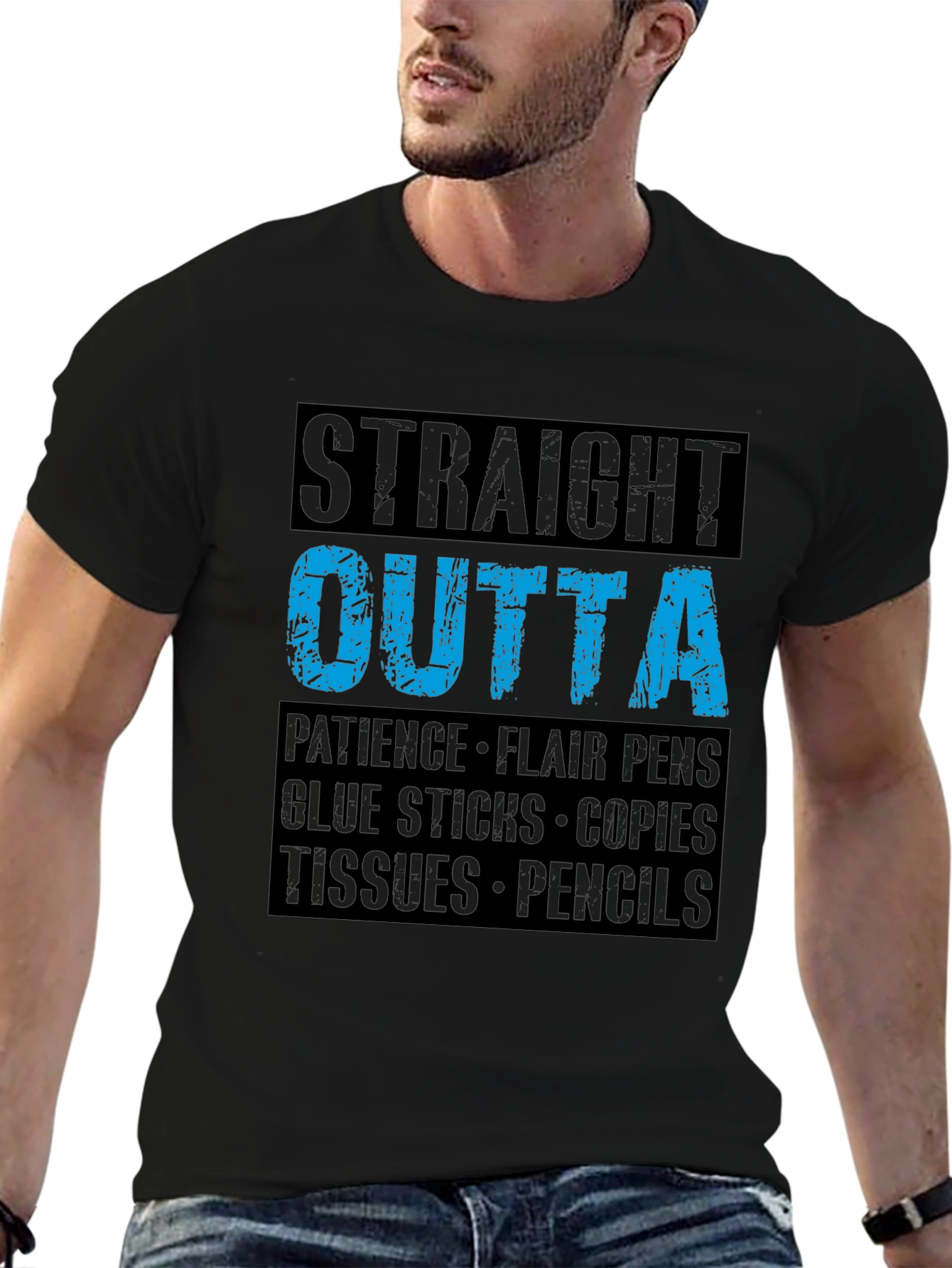 Black Straight Outta Patience Teacher T-Shirt view 6