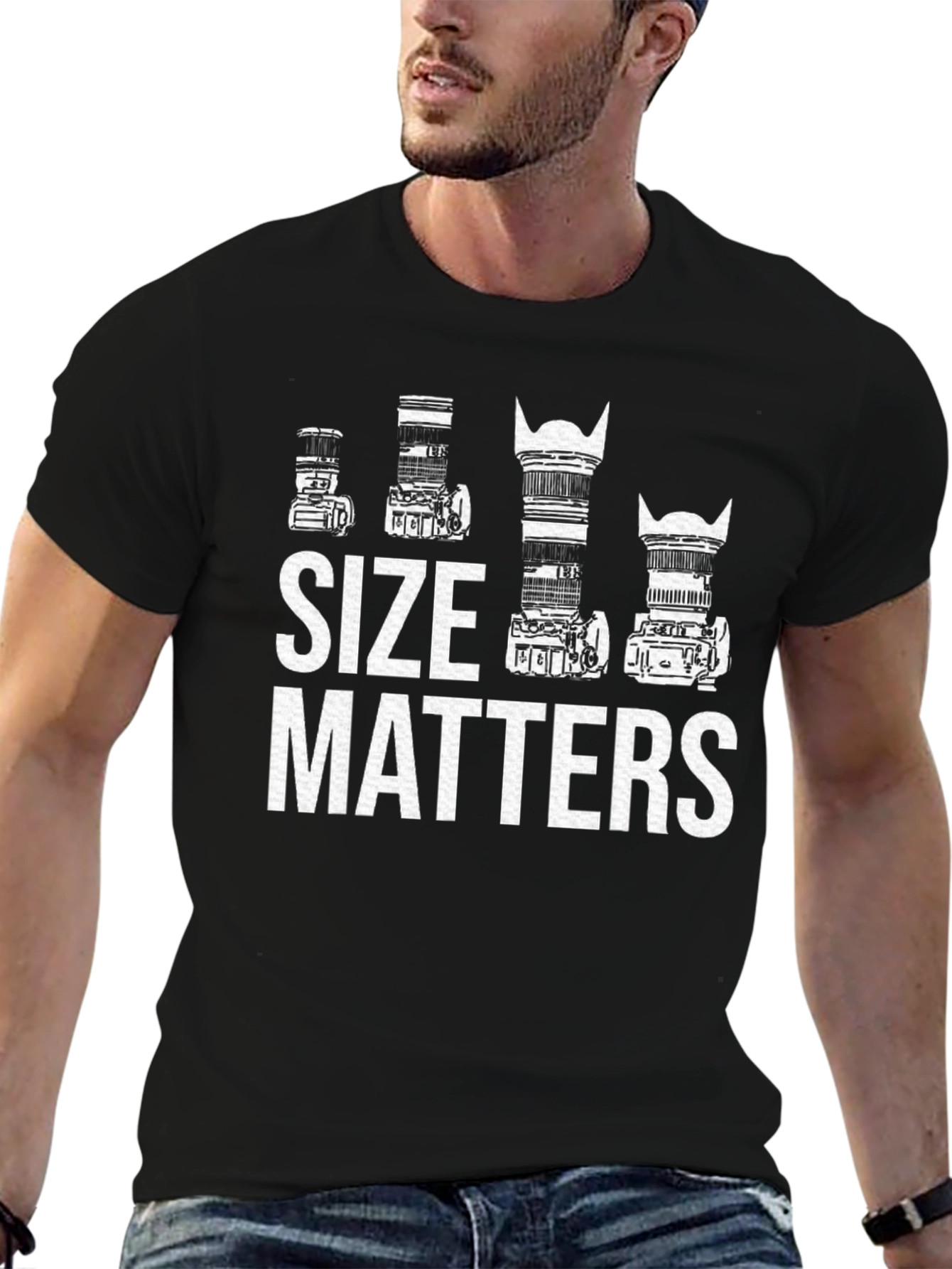 Black Size Matters Camera Lens T-Shirt Photography Gift view 6