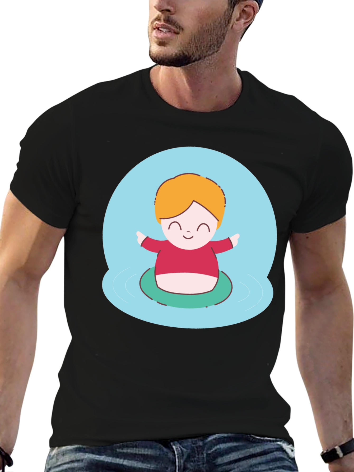 Black Cute Character Graphic T-Shirt - Playful Design view 6