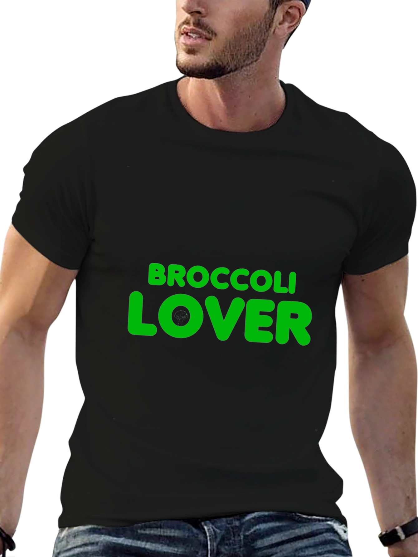 Black Broccoli Lover Graphic T-Shirt - Black view 6