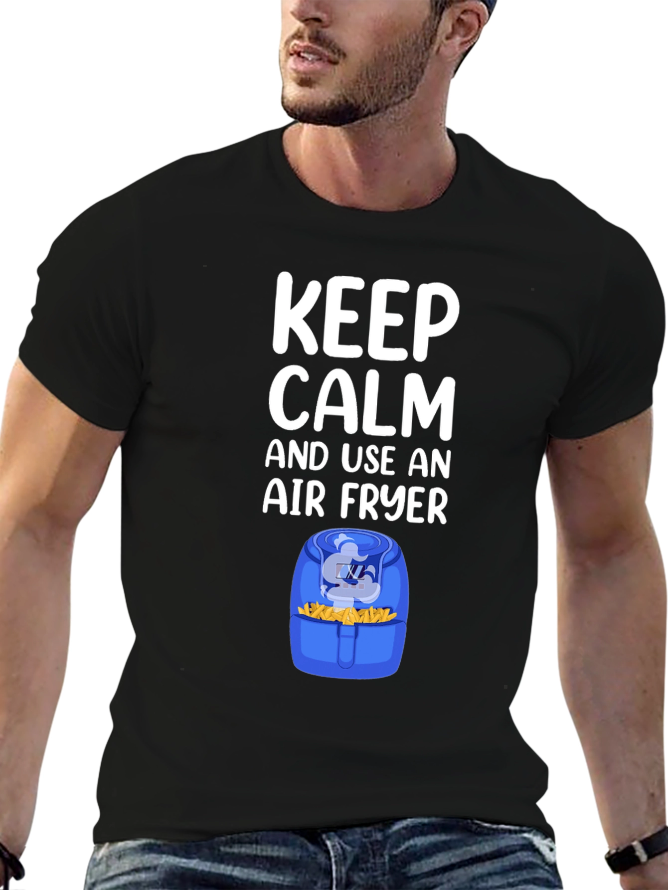 Black Keep Calm and Use an Air Fryer T-Shirt view 6