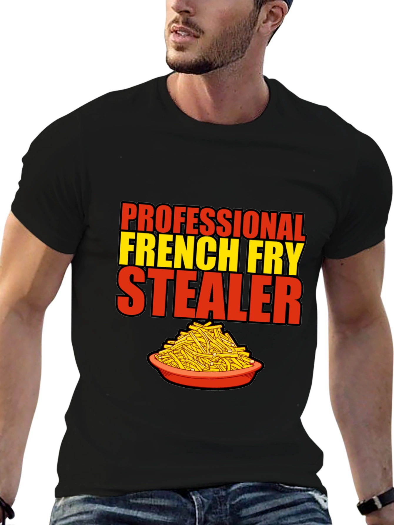 Black French Fry Stealer T-Shirt view 6