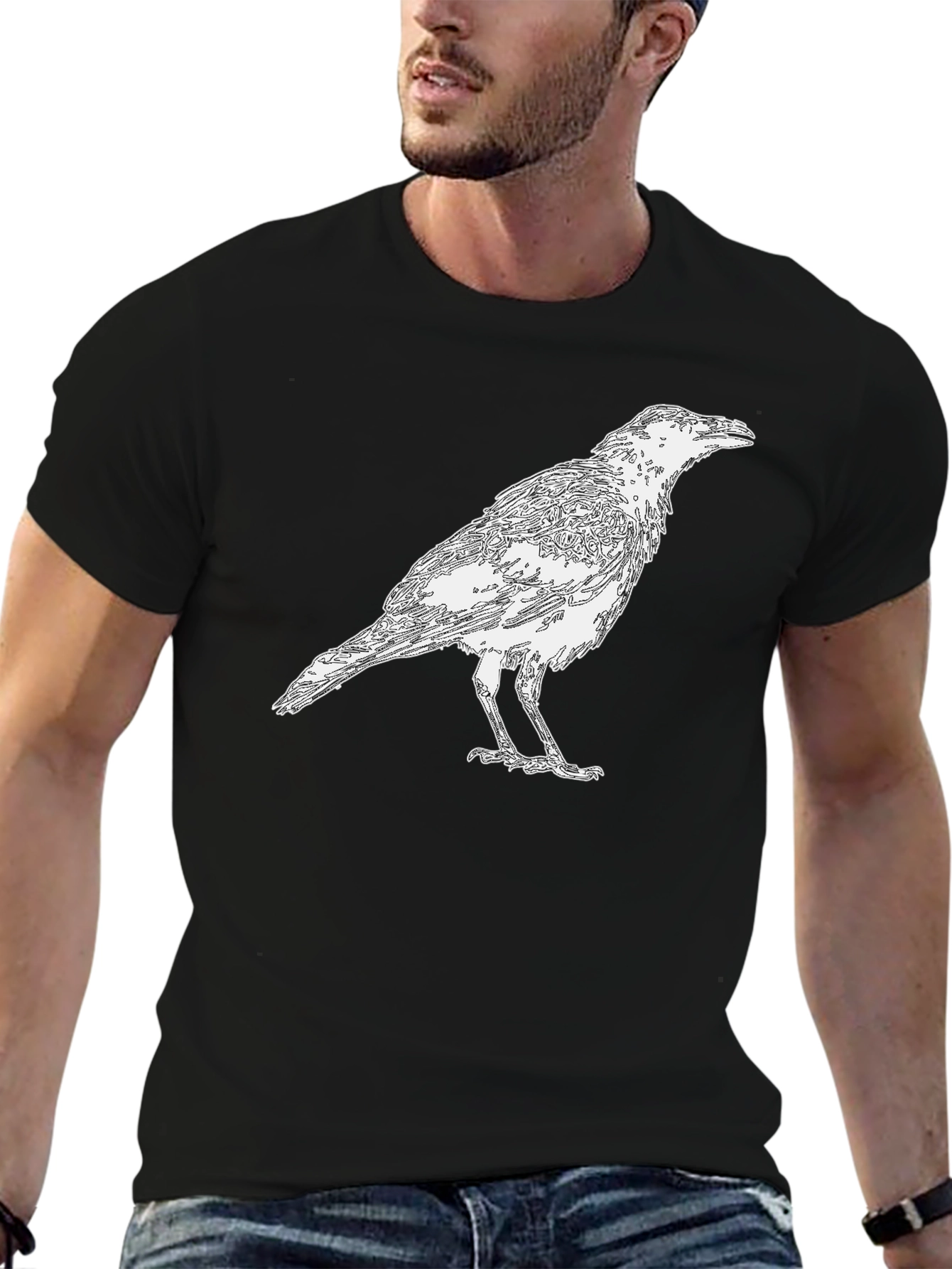 Black Raven Graphic Black T-Shirt view 6