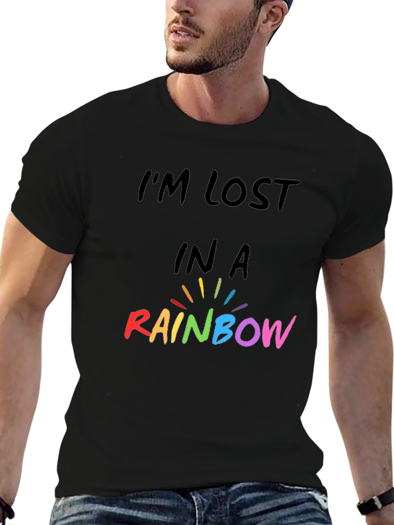 Black Rainbow Graphic Tee - Men's Black T-Shirt view 6