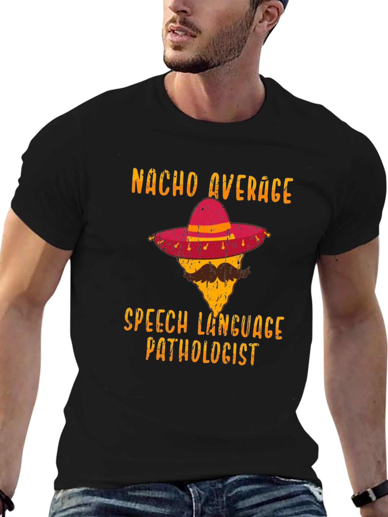 Black Nacho Average Speech Language Pathologist T-Shirt view 6
