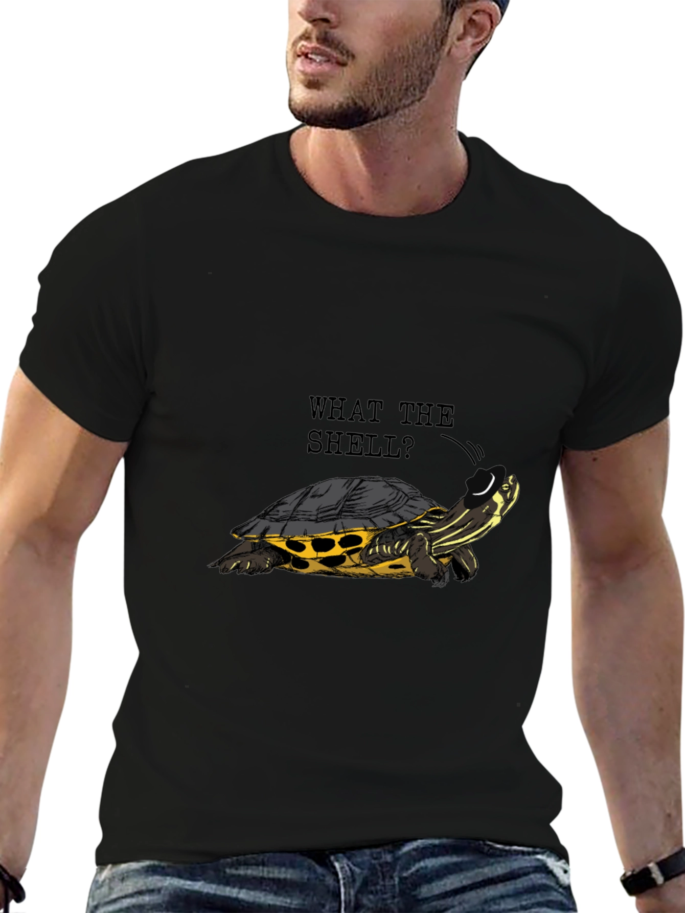 Black What the Shell? Turtle Graphic Tee - Black view 6