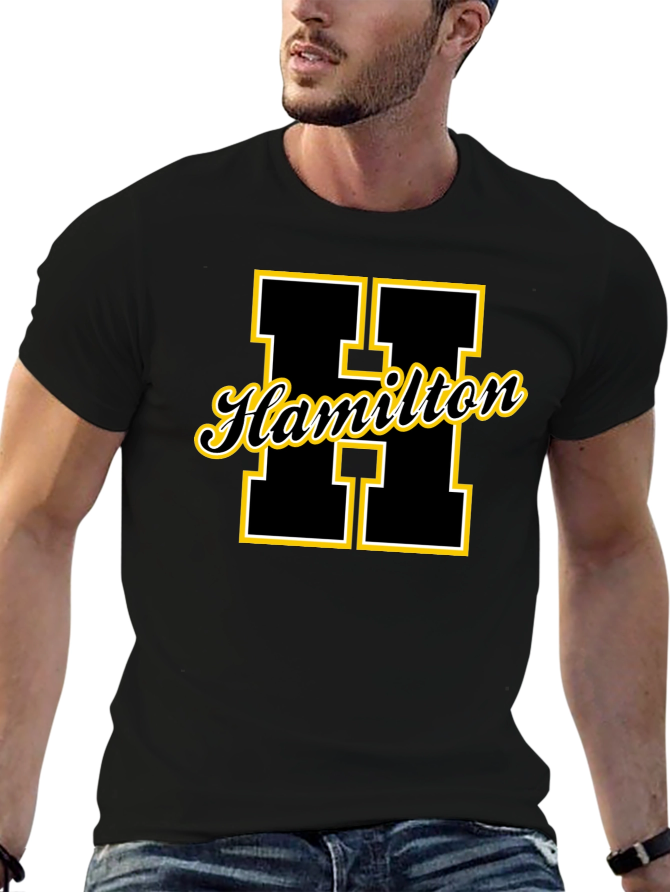 Black Hamilton Varsity Letter T-Shirt - Black view 6