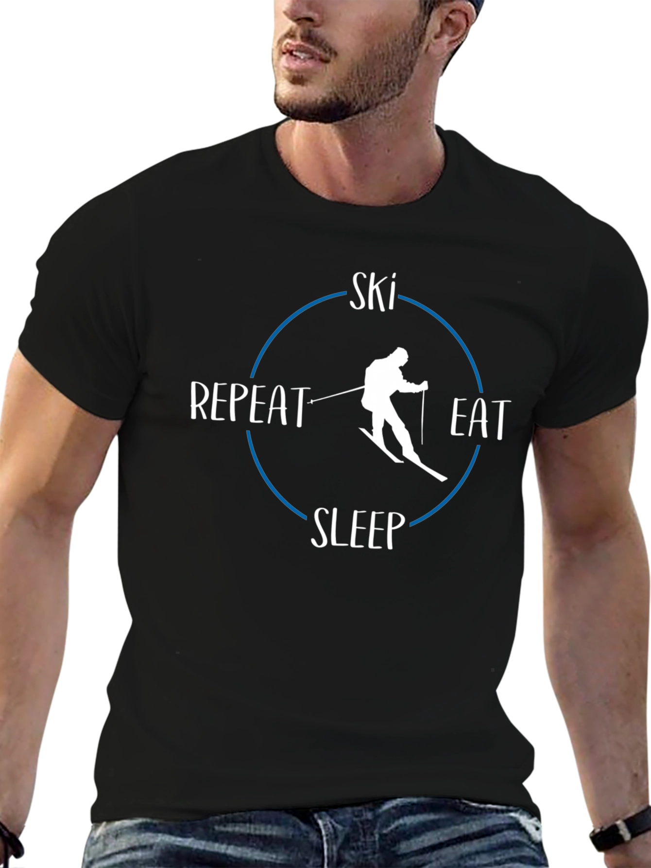Black Ski Eat Sleep Repeat Graphic Tee view 6