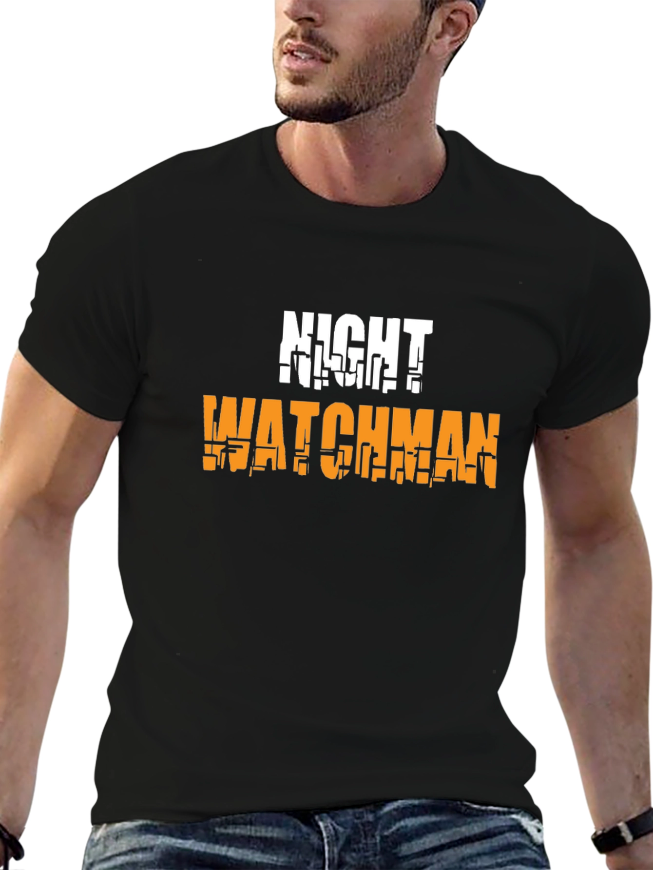 Black Night Watchman Graphic T-Shirt - Black Tee view 6