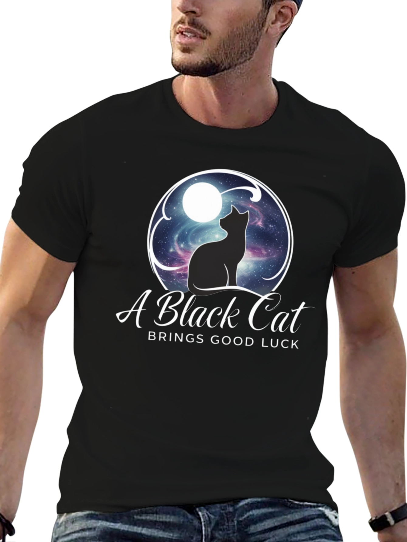 Black Black Cat Good Luck T-Shirt view 6