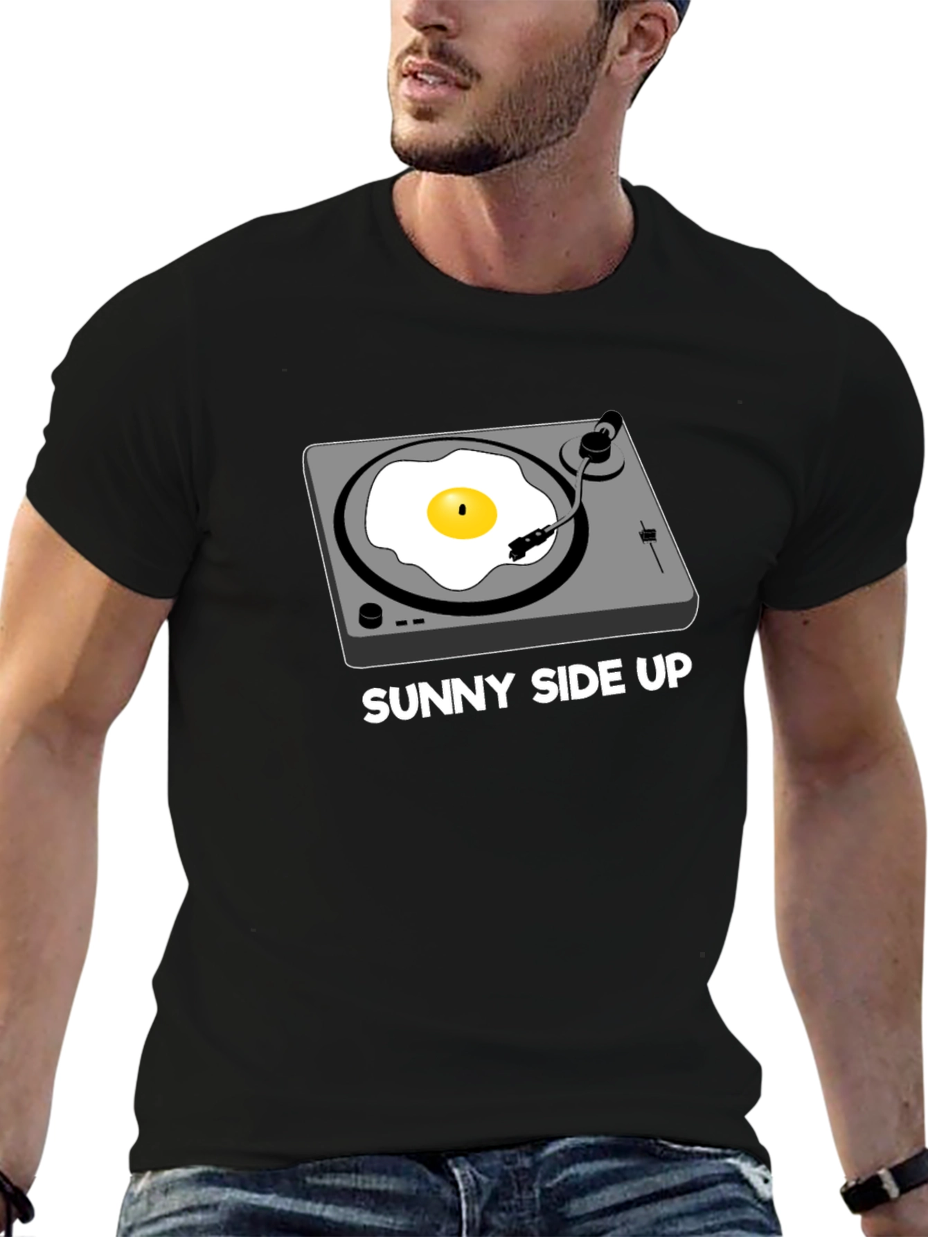 Black Sunny Side Up Turntable Graphic Tee view 6