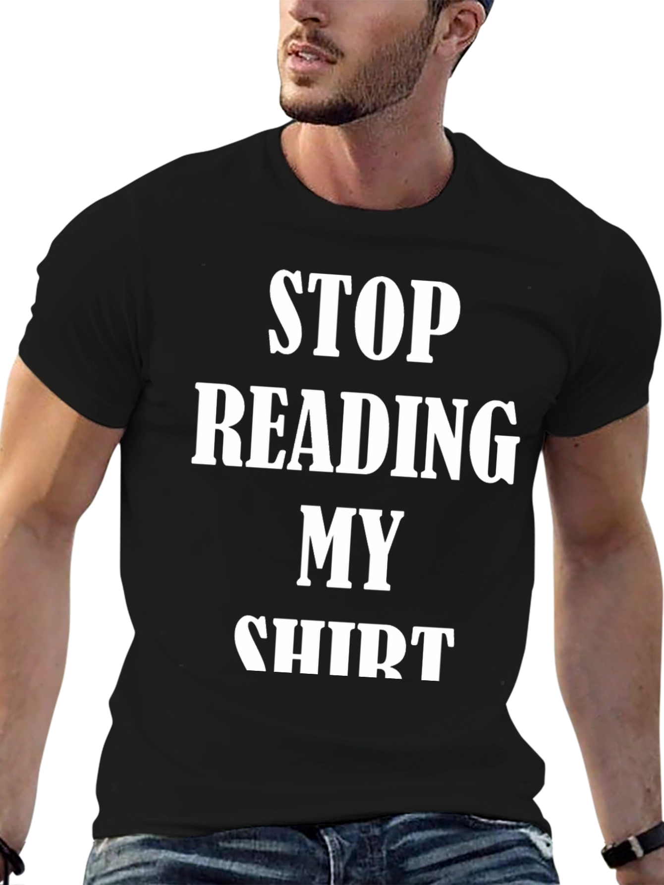 Black Funny Stop Reading My Shirt Graphic Tee view 6