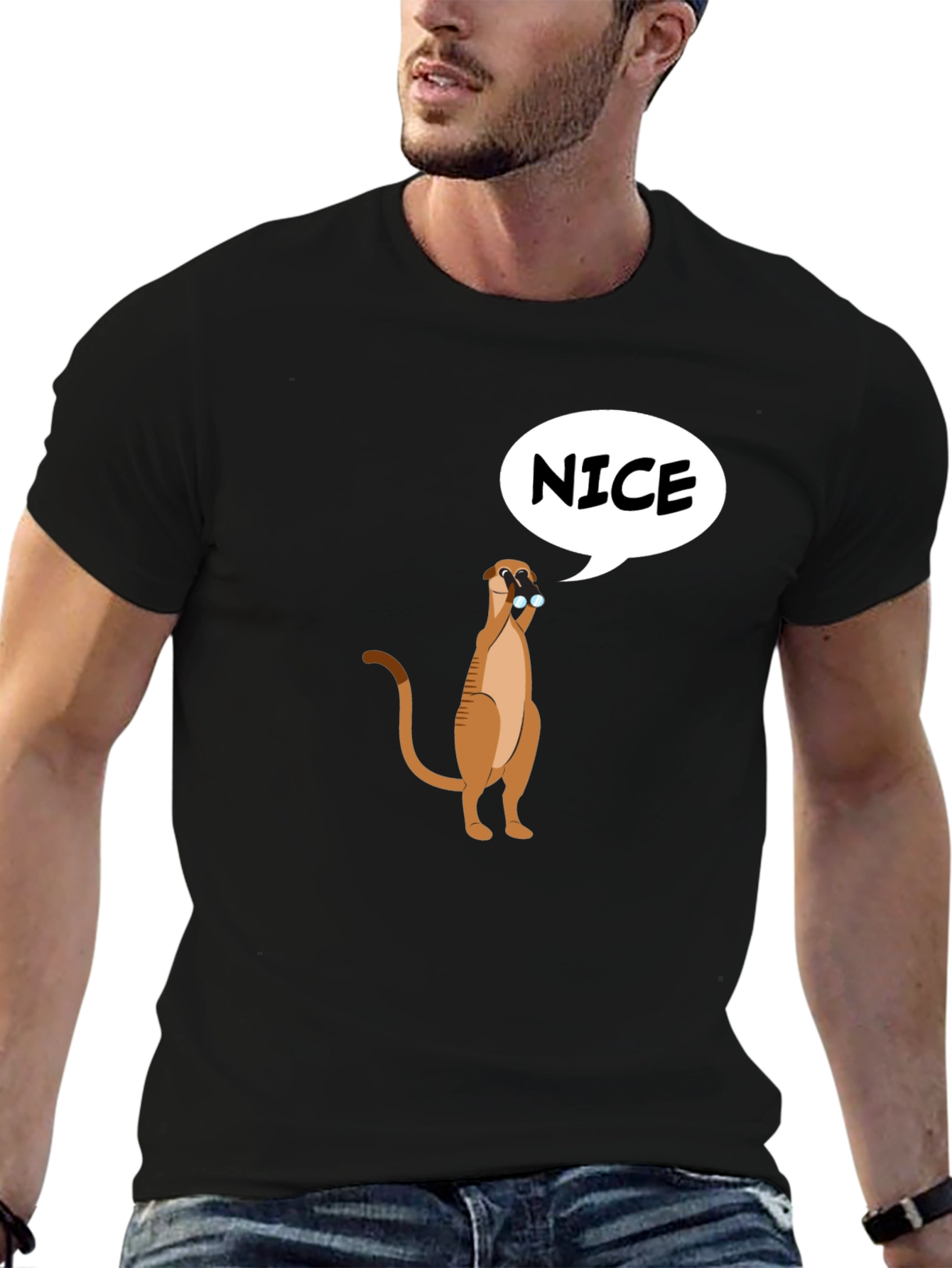 Black Funny Meerkat Nice T-Shirt - Unisex view 6