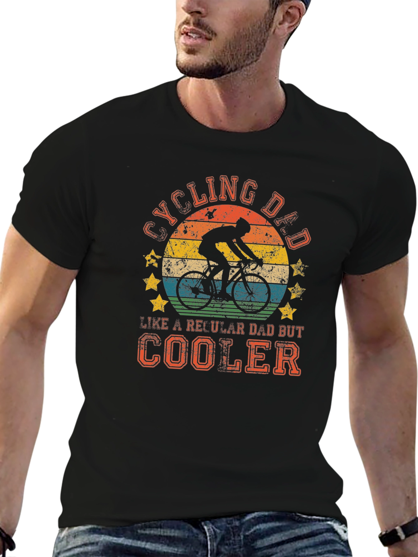 Black Cycling Dad T-Shirt: Cooler Than a Regular Dad view 6