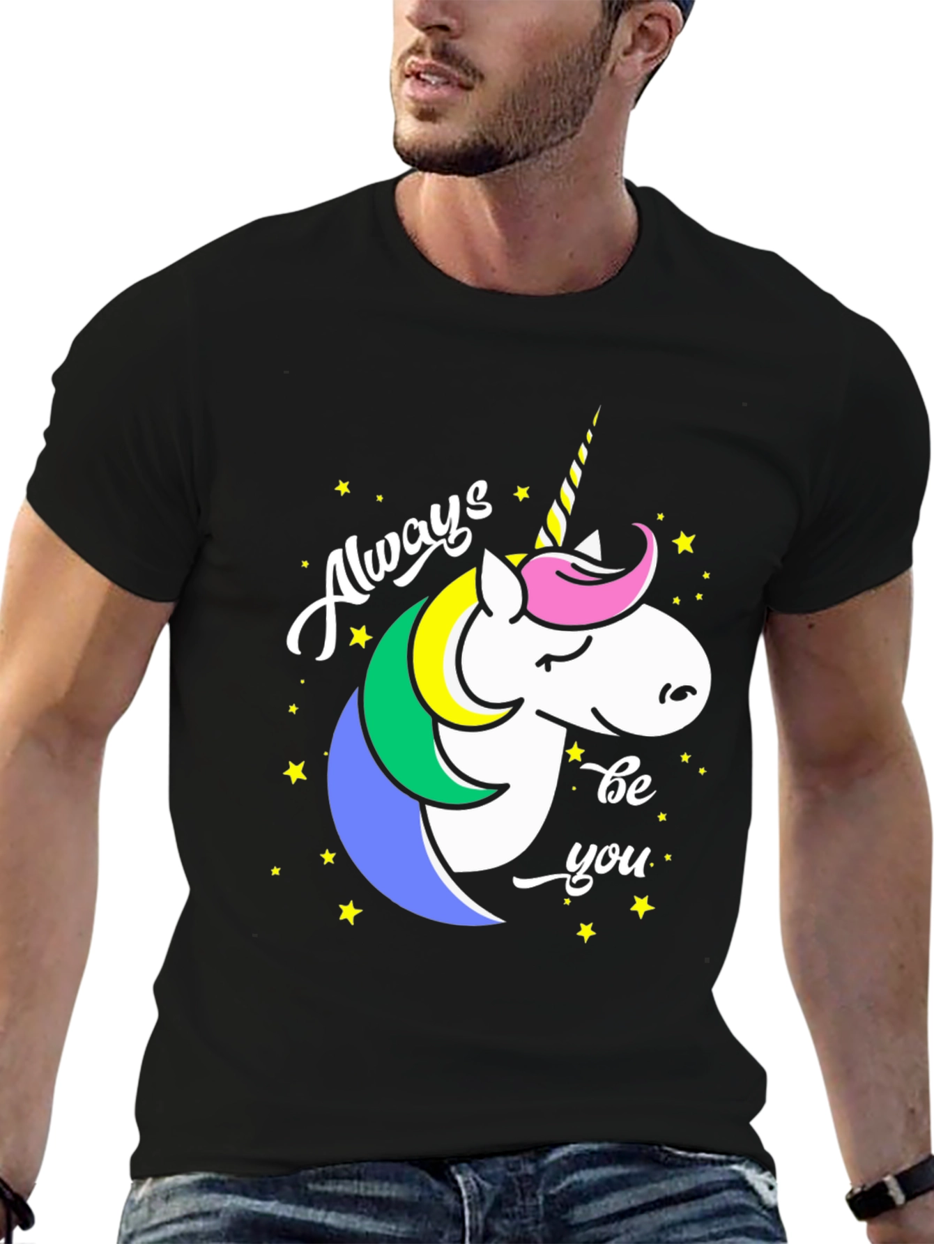 Black Always Be You Unicorn Graphic Tee - Black view 6