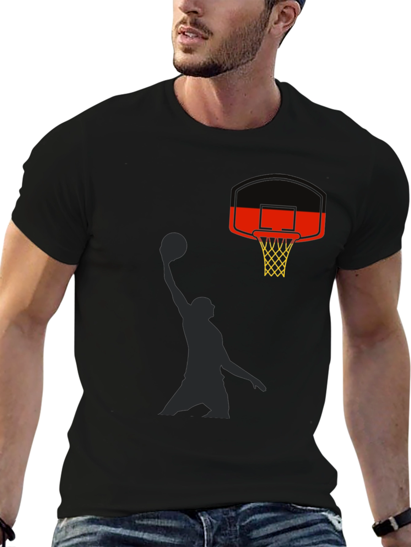 Black Slam Dunk Graphic Tee - Black Cotton Casual Shirt view 6