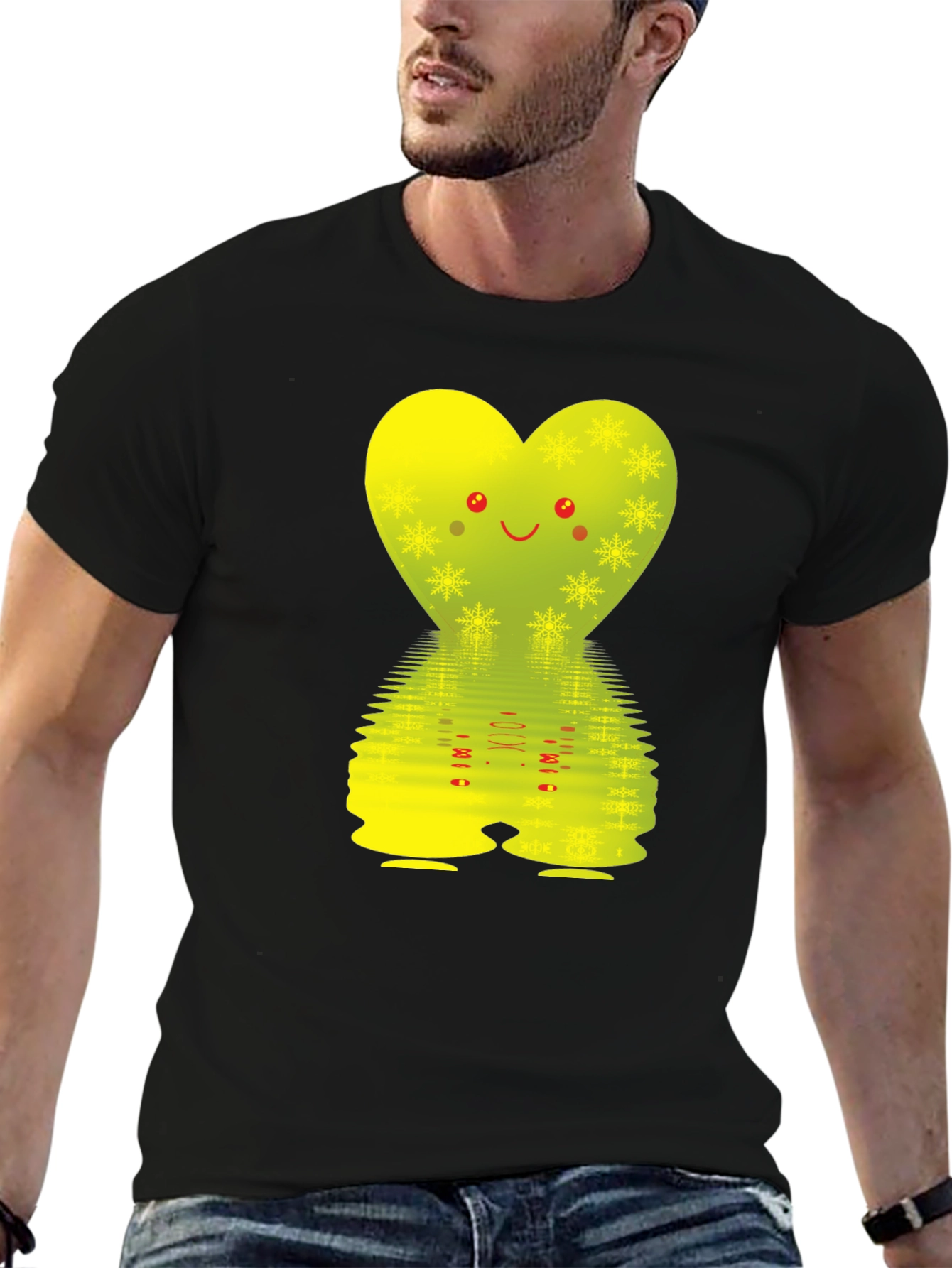 Black Cute Heart Graphic T-Shirt - Black view 6