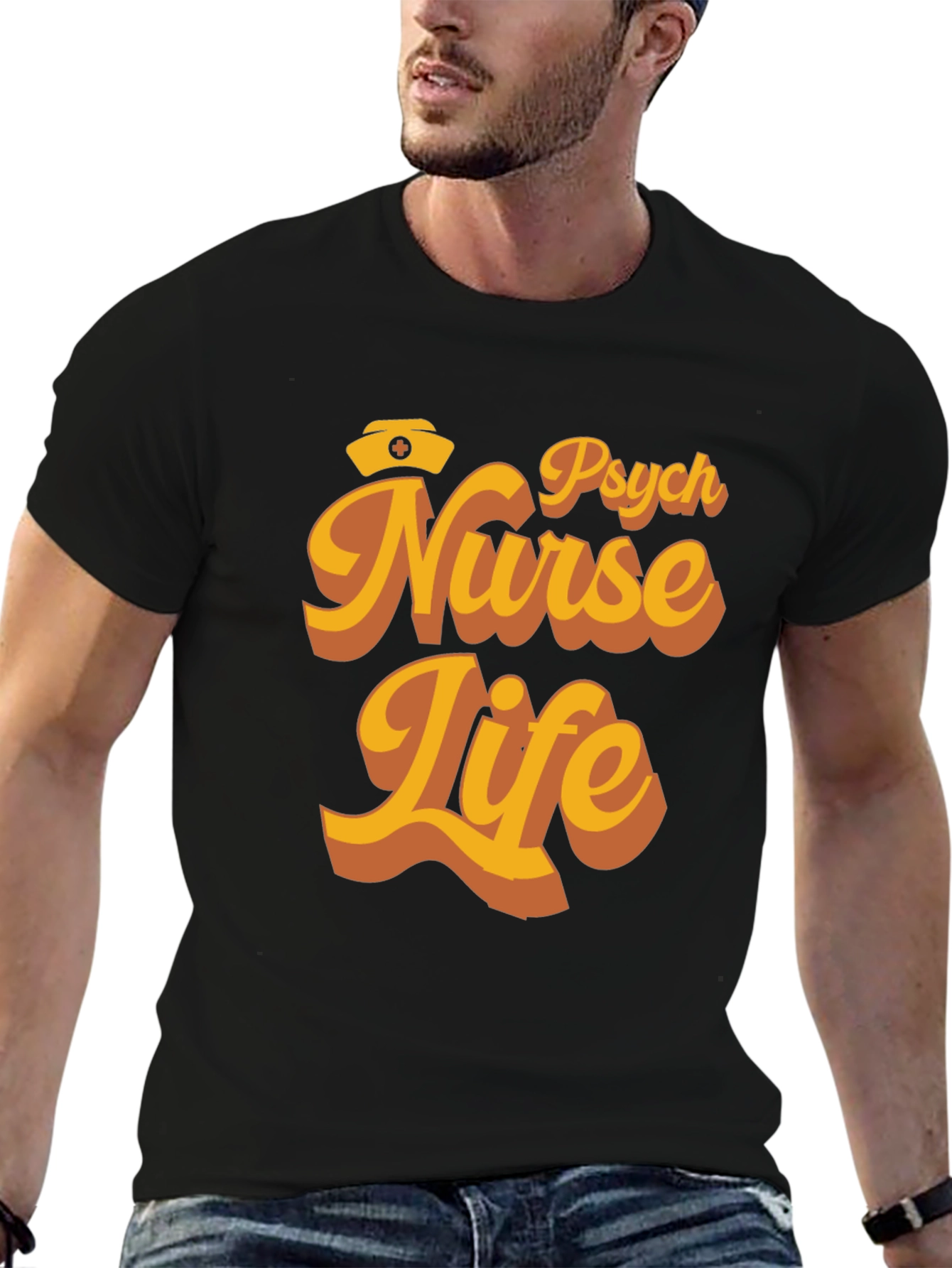 Black Psych Nurse Life T-Shirt - Retro Design view 6
