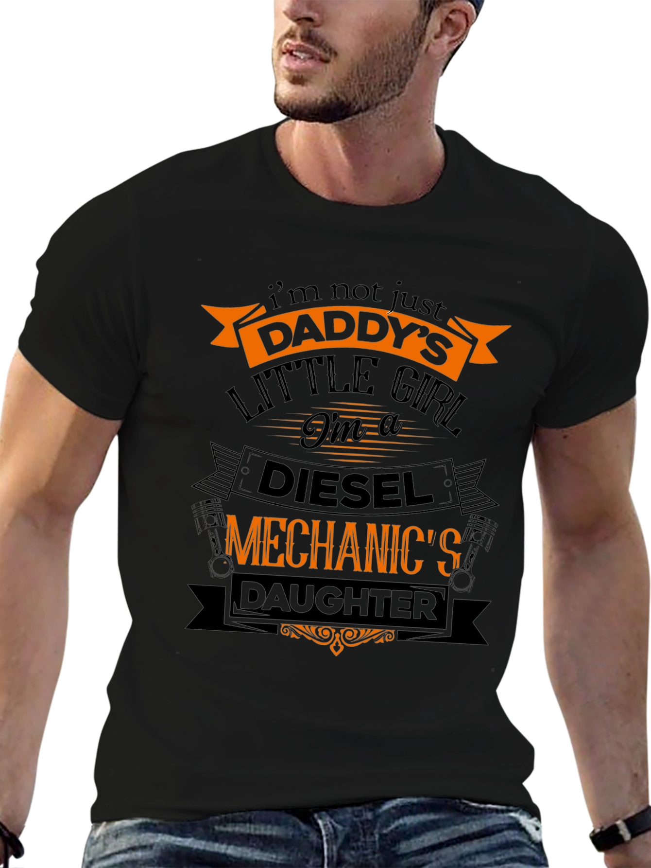 Black Daddy's Diesel Mechanic's Daughter Graphic Tee view 6