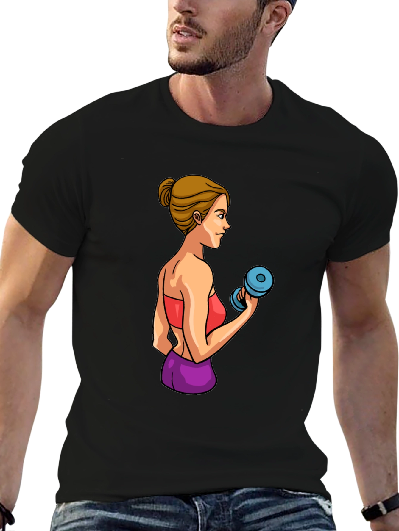 Black Workout Woman Graphic T-Shirt view 6
