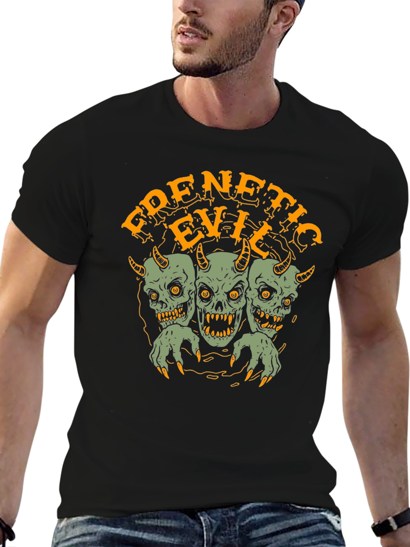 Black Frenetic Evil Graphic Tee - Men's Black T-Shirt view 6