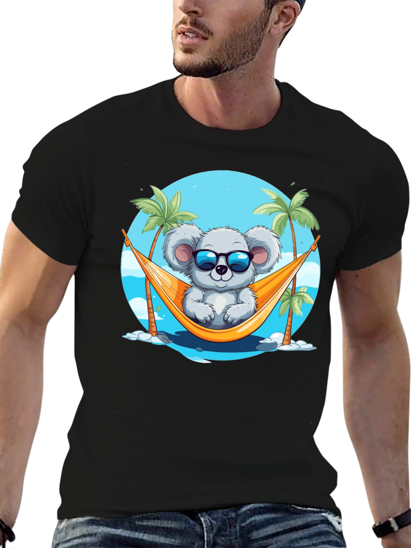 Black Koala Hammock Graphic Tee view 6