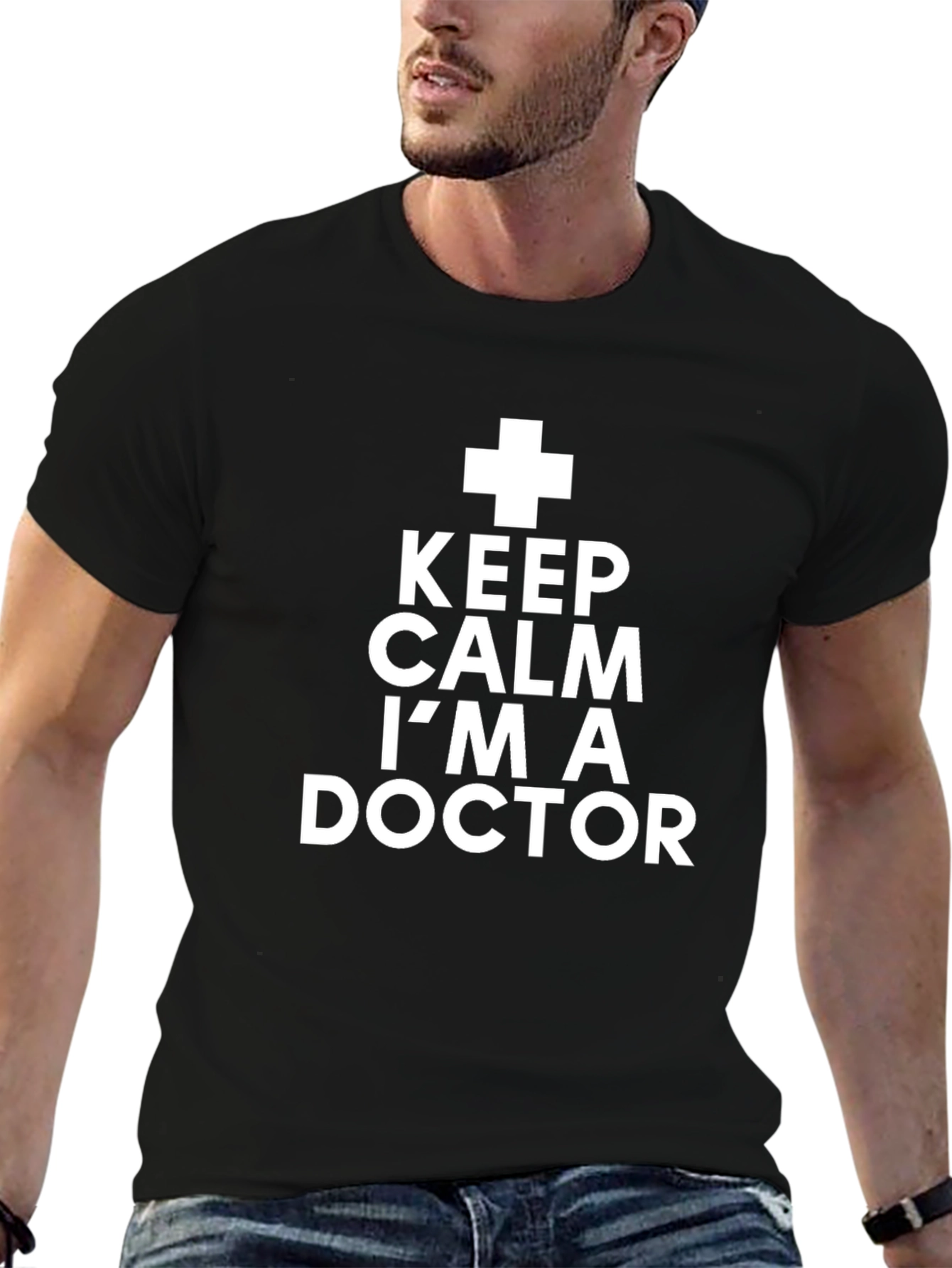 Black Keep Calm I'm A Doctor T-Shirt Black view 6
