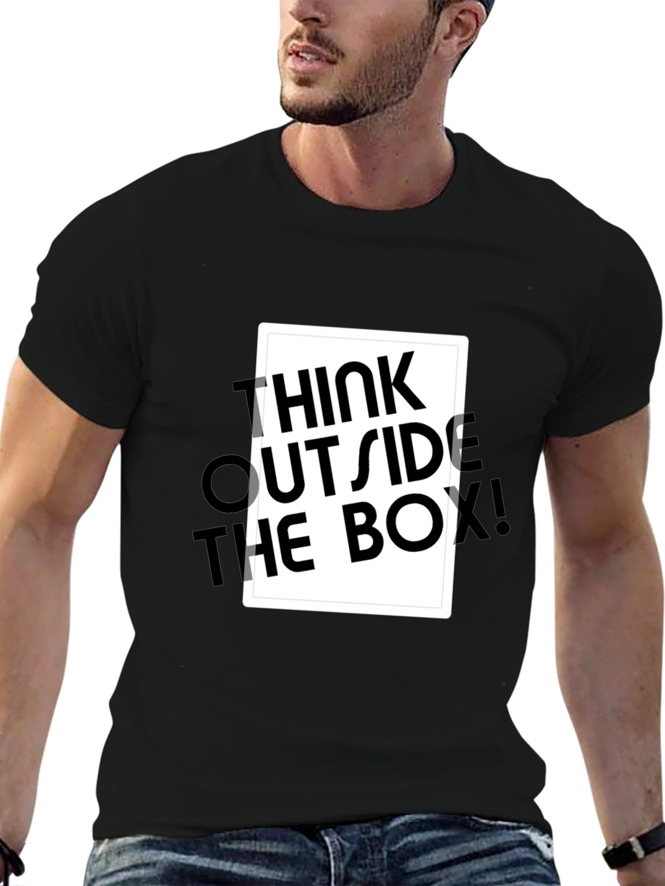 Black Think Outside the Box Graphic Tee - Black view 6