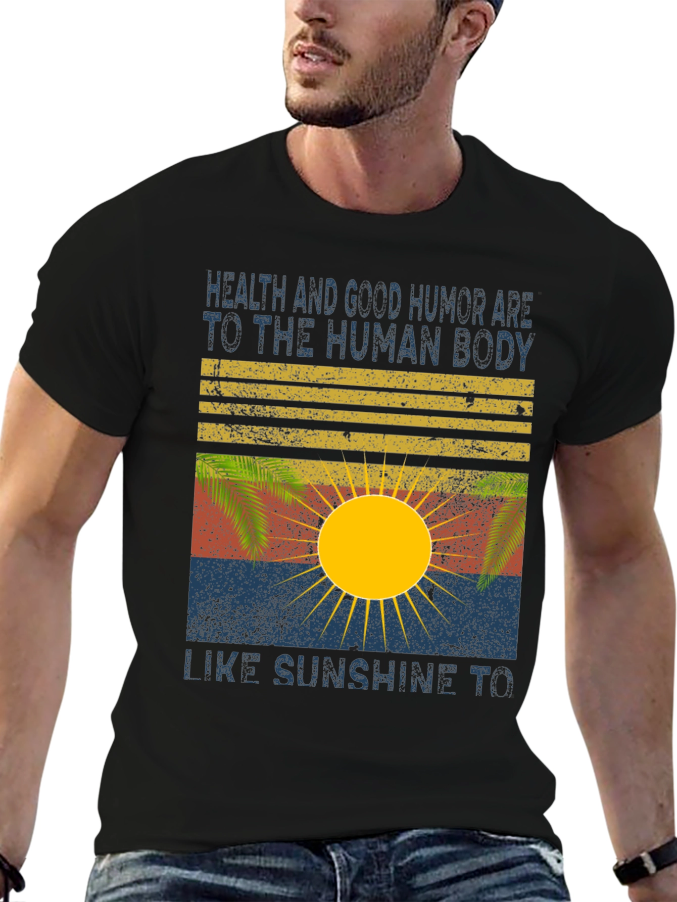 Black Health & Humor Sun Graphic Tee - Black view 6
