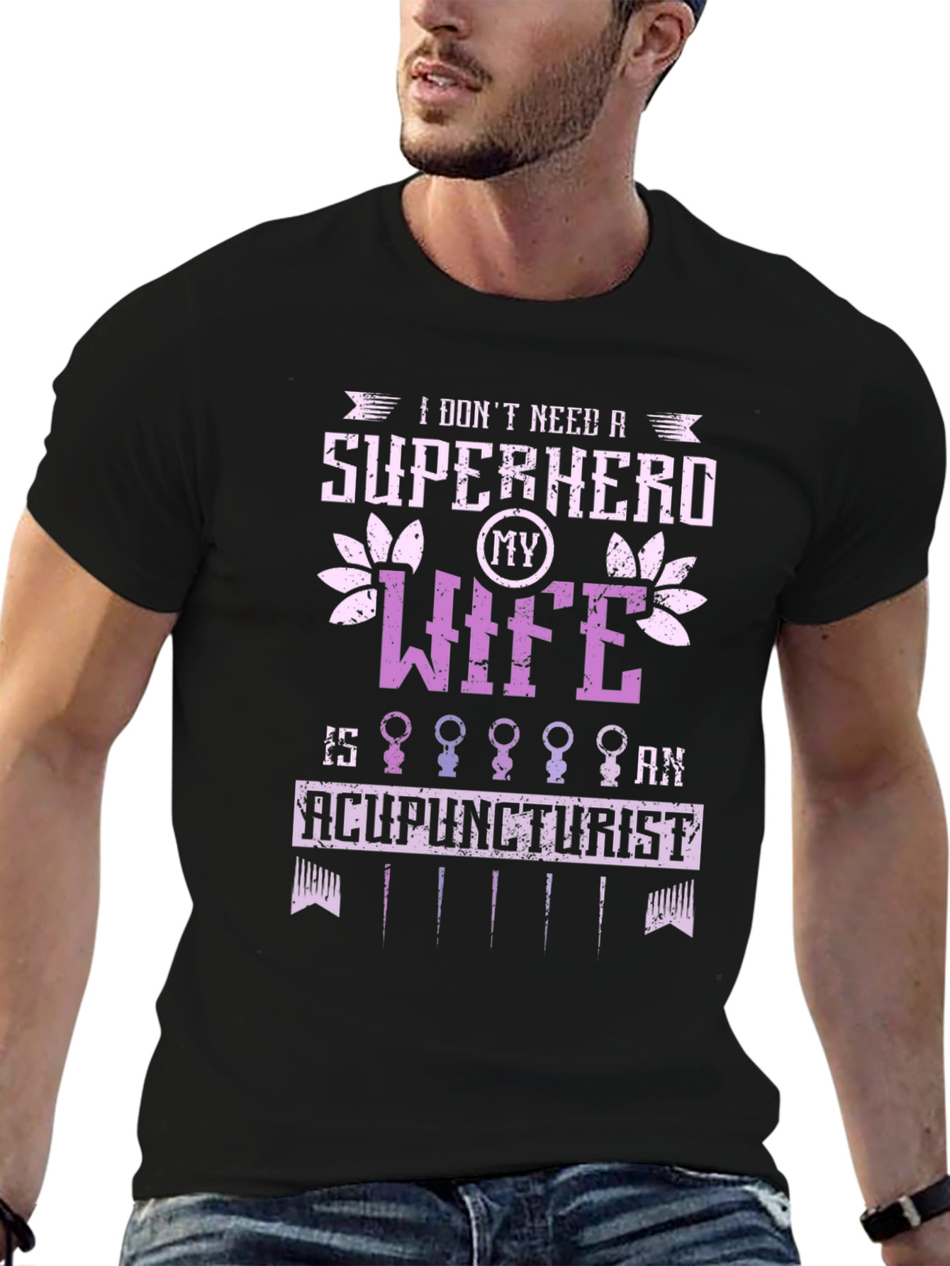 Black Acupuncturist Wife Super Hero Graphic Tee view 6