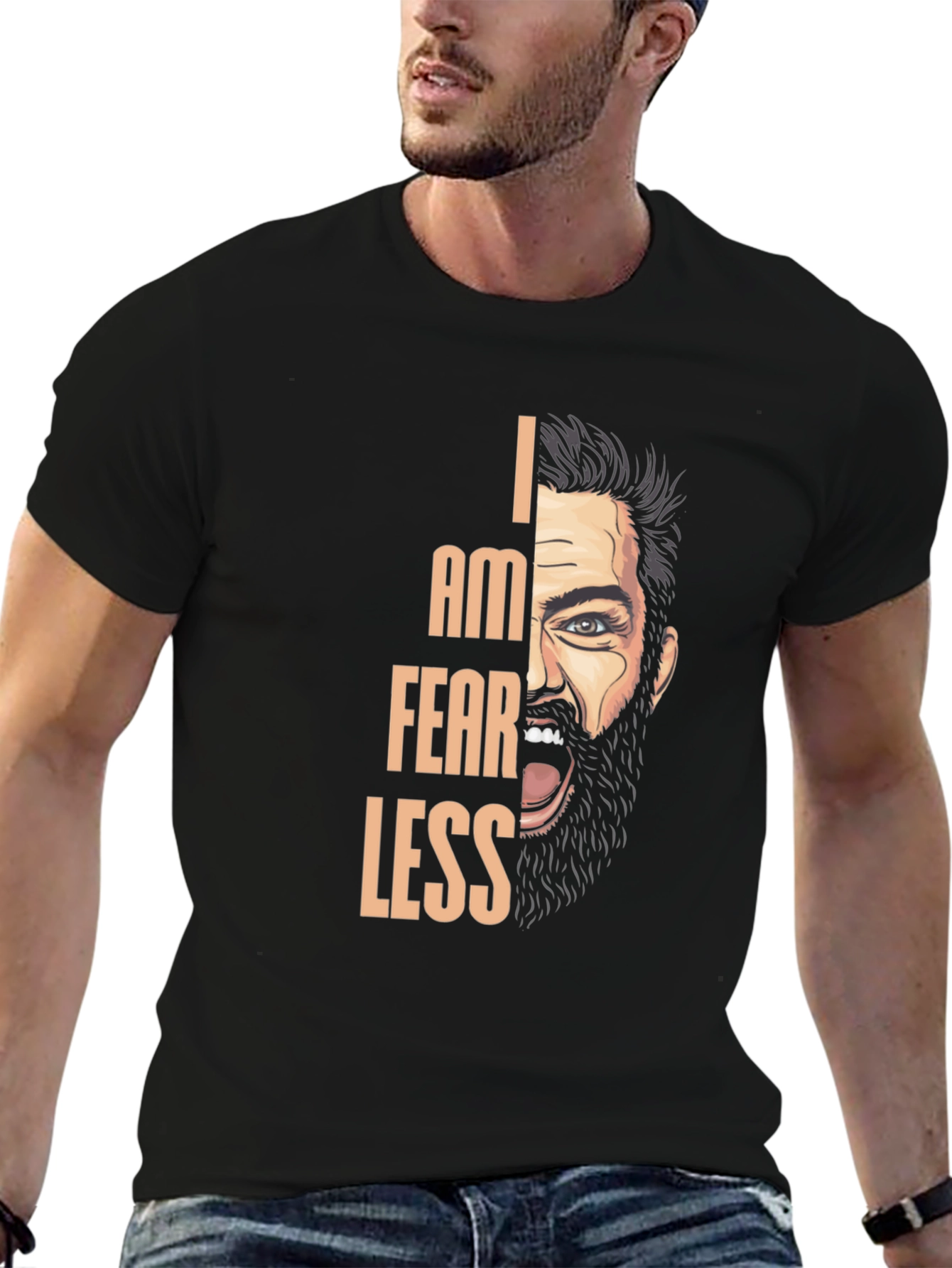 Black I Am Fearless Graphic T-Shirt view 6