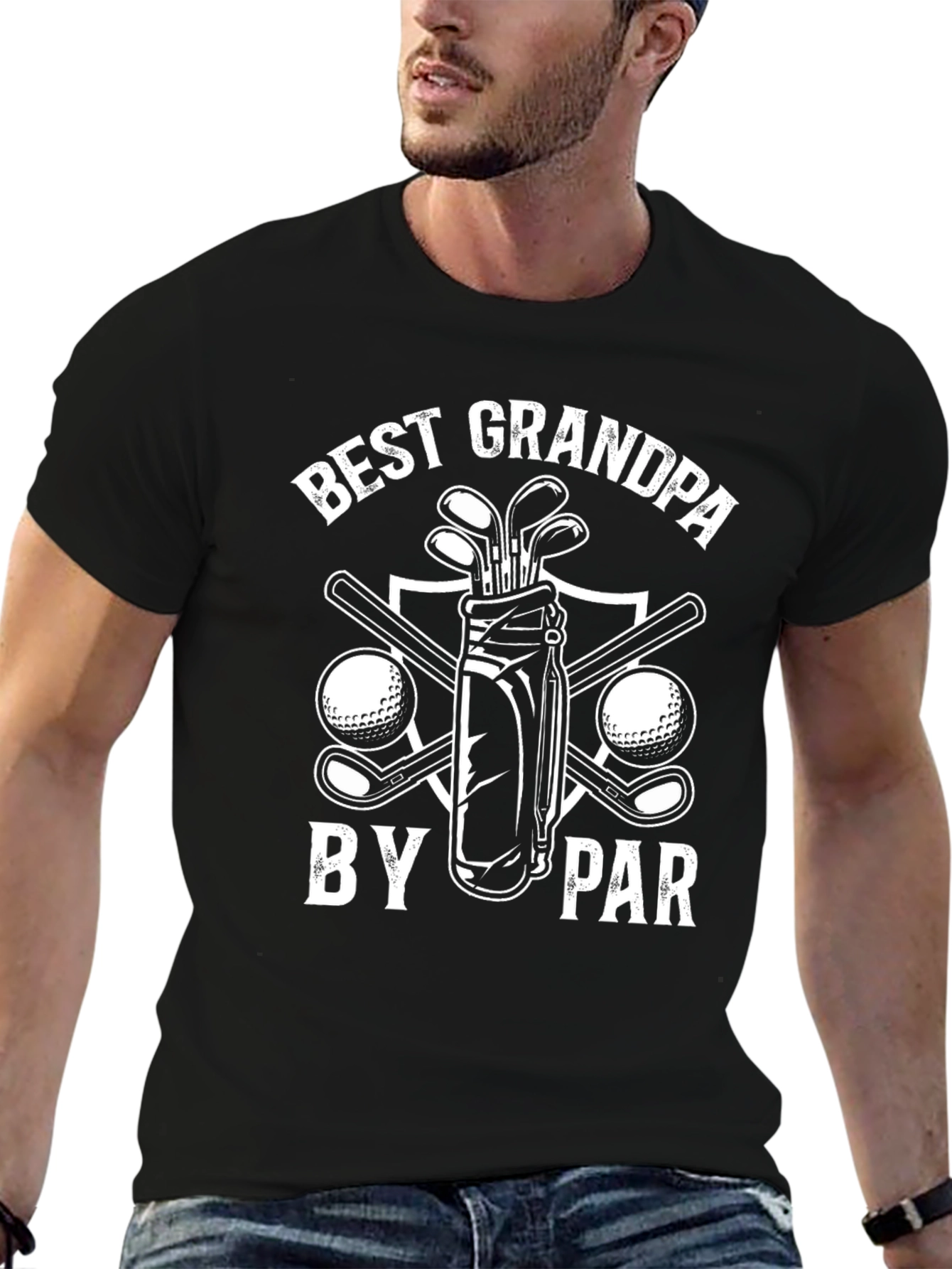 Black Best Grandpa by Par Golf T-Shirt view 6