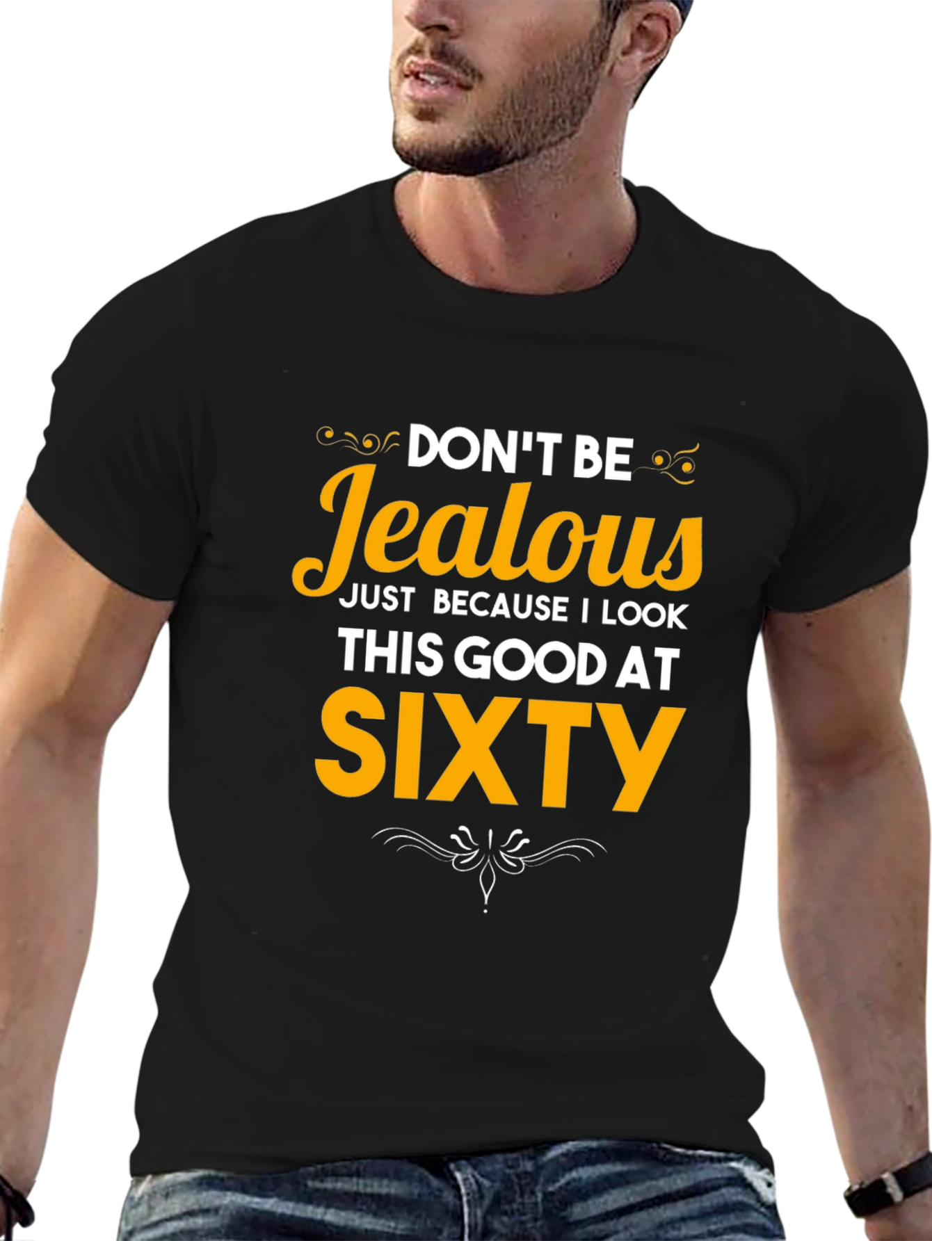 Black Don't Be Jealous 60th Birthday T-Shirt view 6