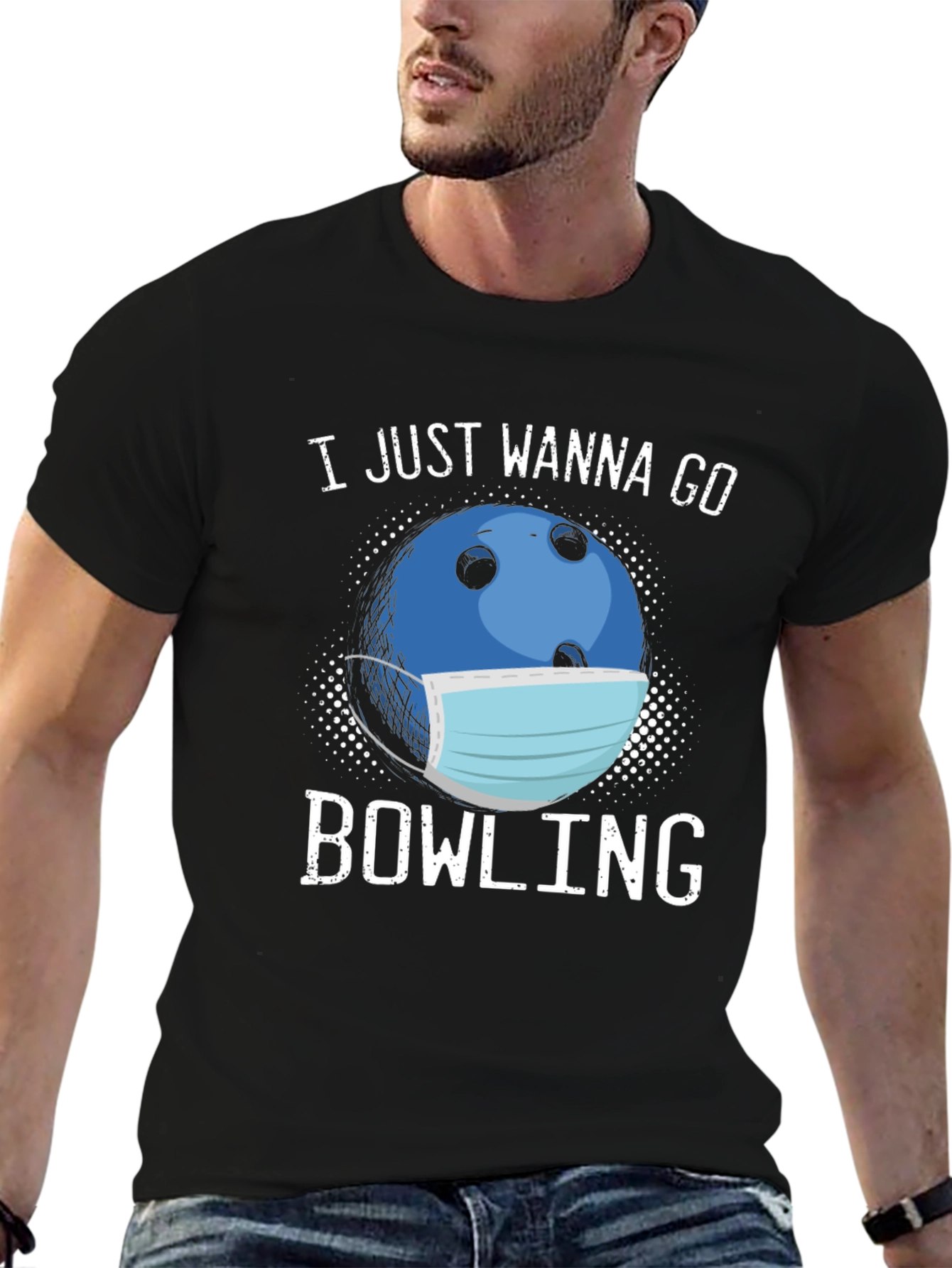 Black Bowling Mask Graphic Tee view 6