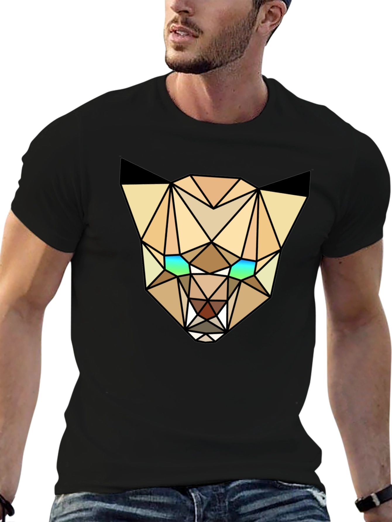 Black Geometric Lynx Tee - Modern Graphic T-Shirt view 6