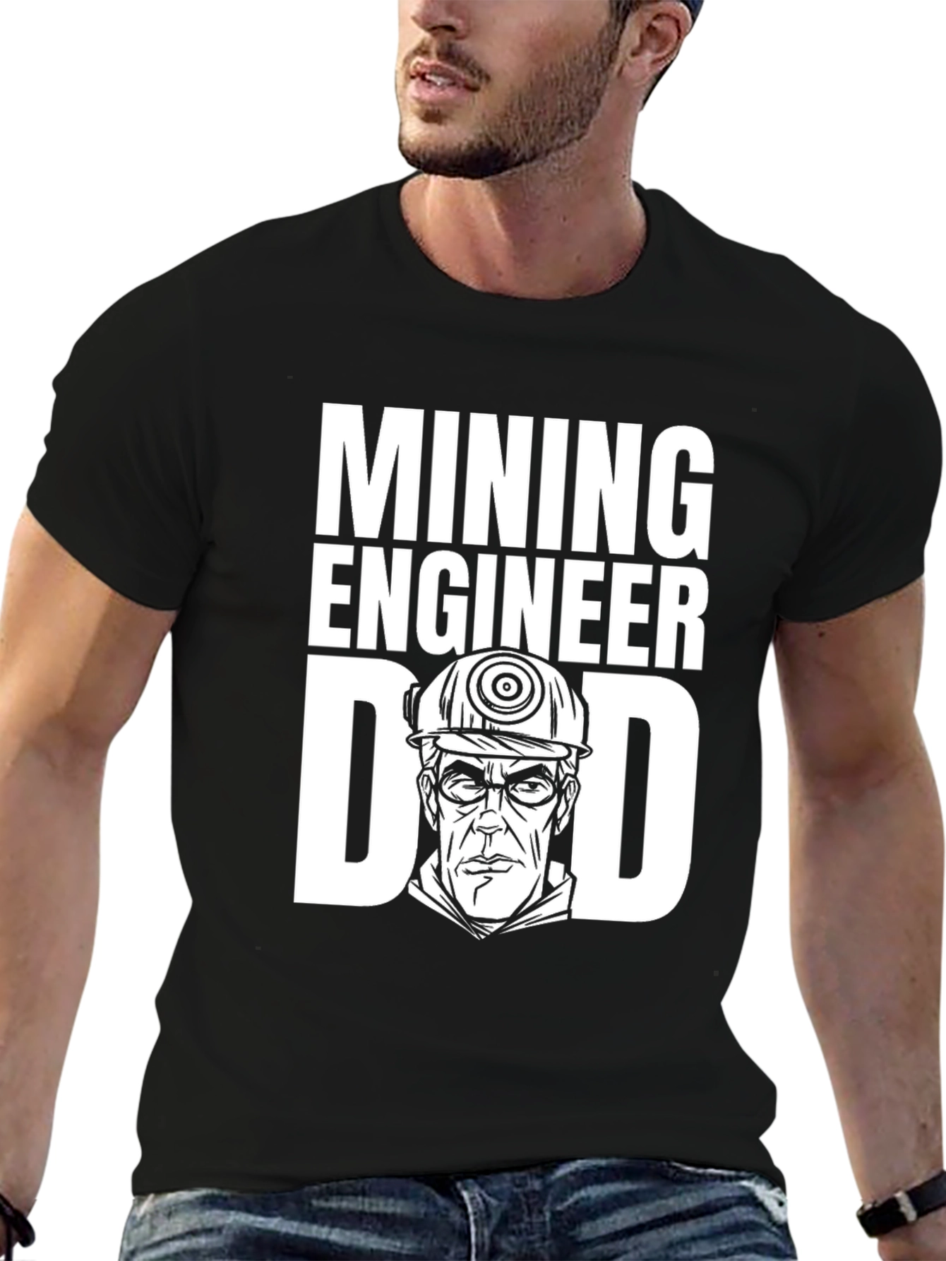 Black Mining Engineer Dad T-Shirt - Gift for Miners view 6
