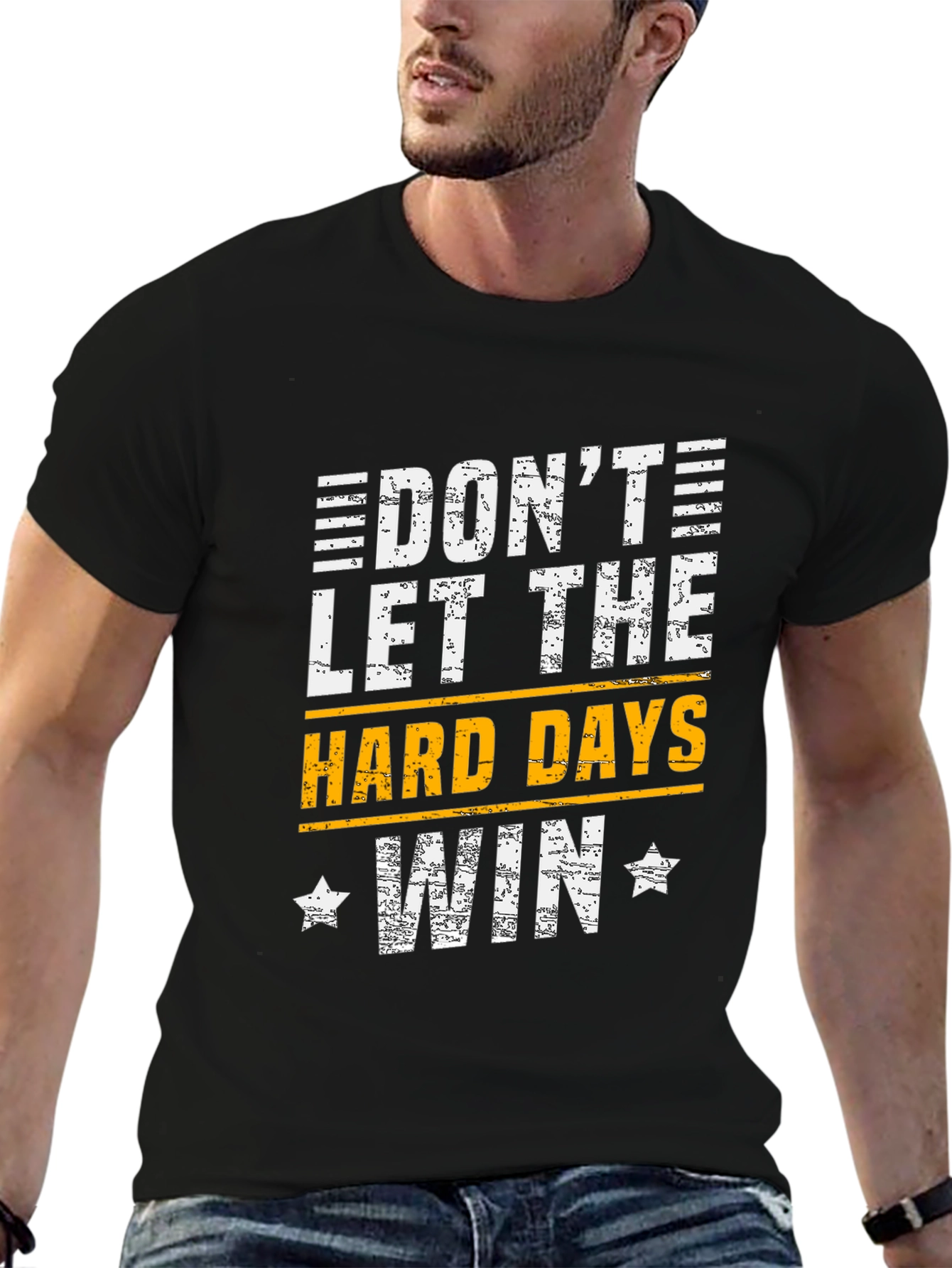 Black Motivational Graphic T-Shirt - Don't Let the Hard Days Win view 6