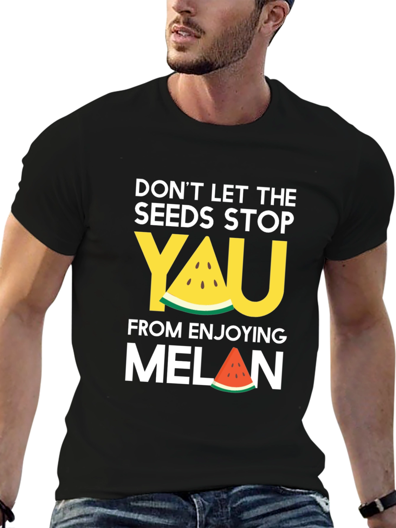 Black Funny Watermelon Seeds T-Shirt: Don't Let the Seeds Stop You! view 6