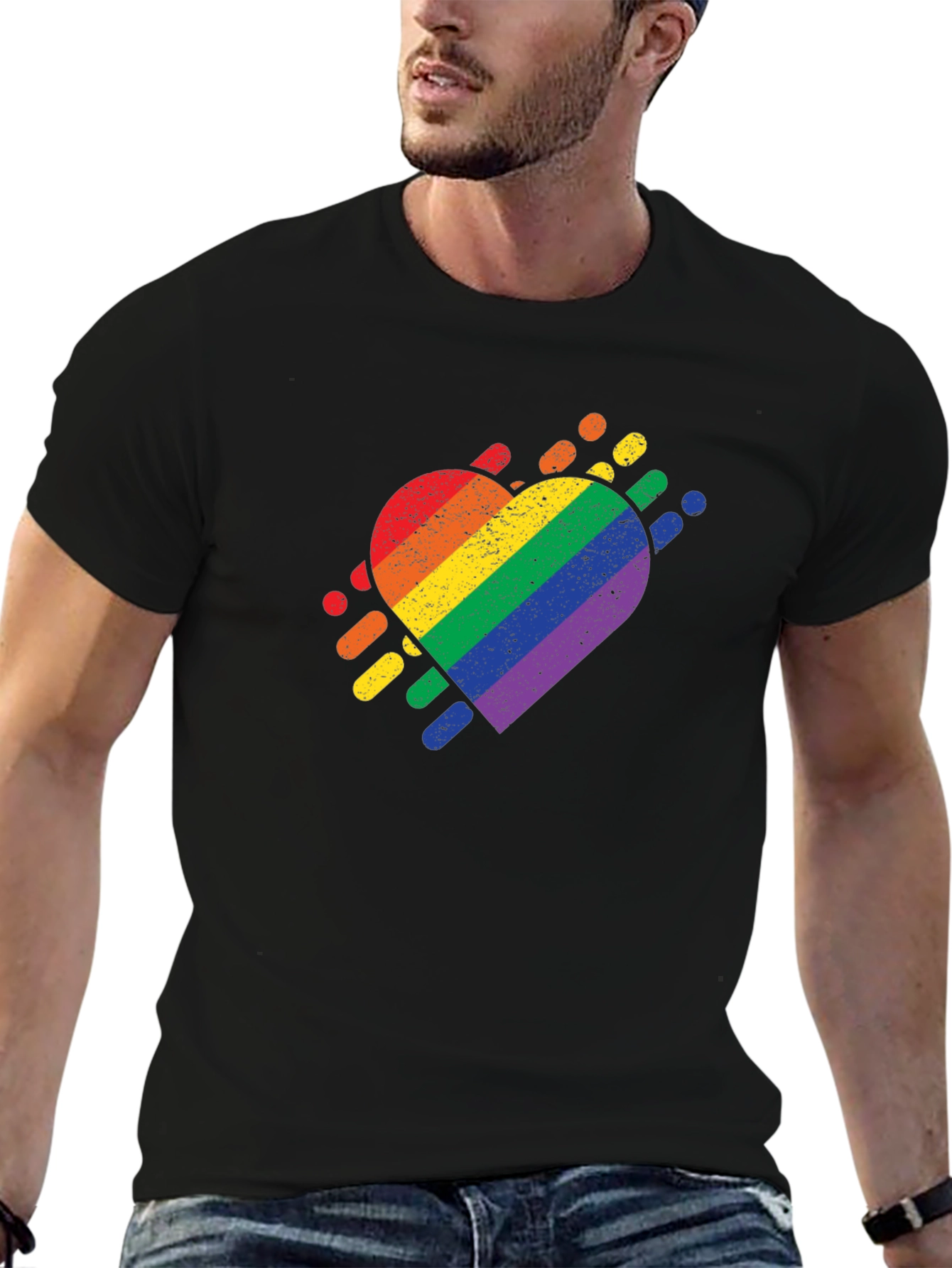 Black Pride Heart Black T-Shirt view 6