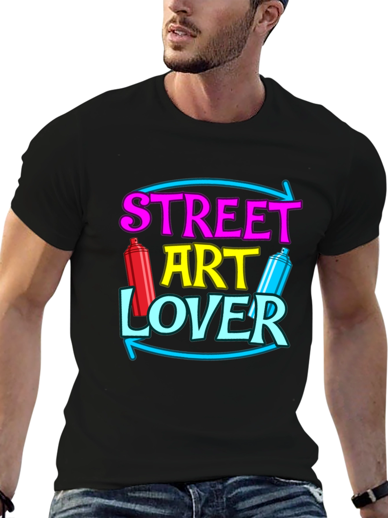 Black Street Art Lover T-Shirt Graffiti Artist Tee view 6