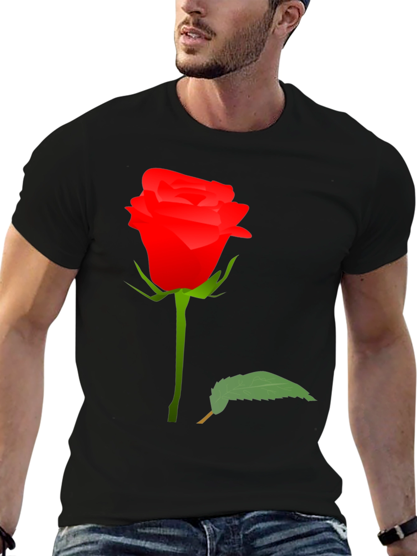 Black Rose Graphic Tee - Black Cotton T-Shirt view 6