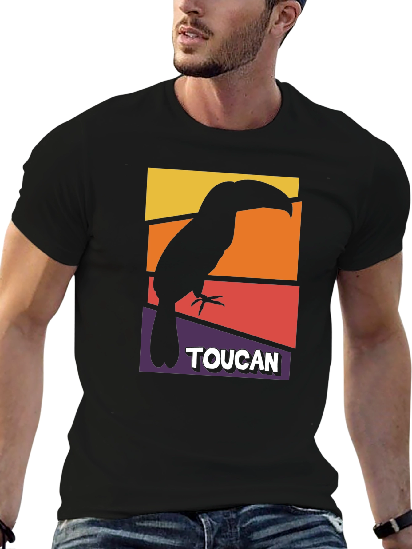 Black Toucan Graphic T-Shirt - Retro Style Bird Tee view 6