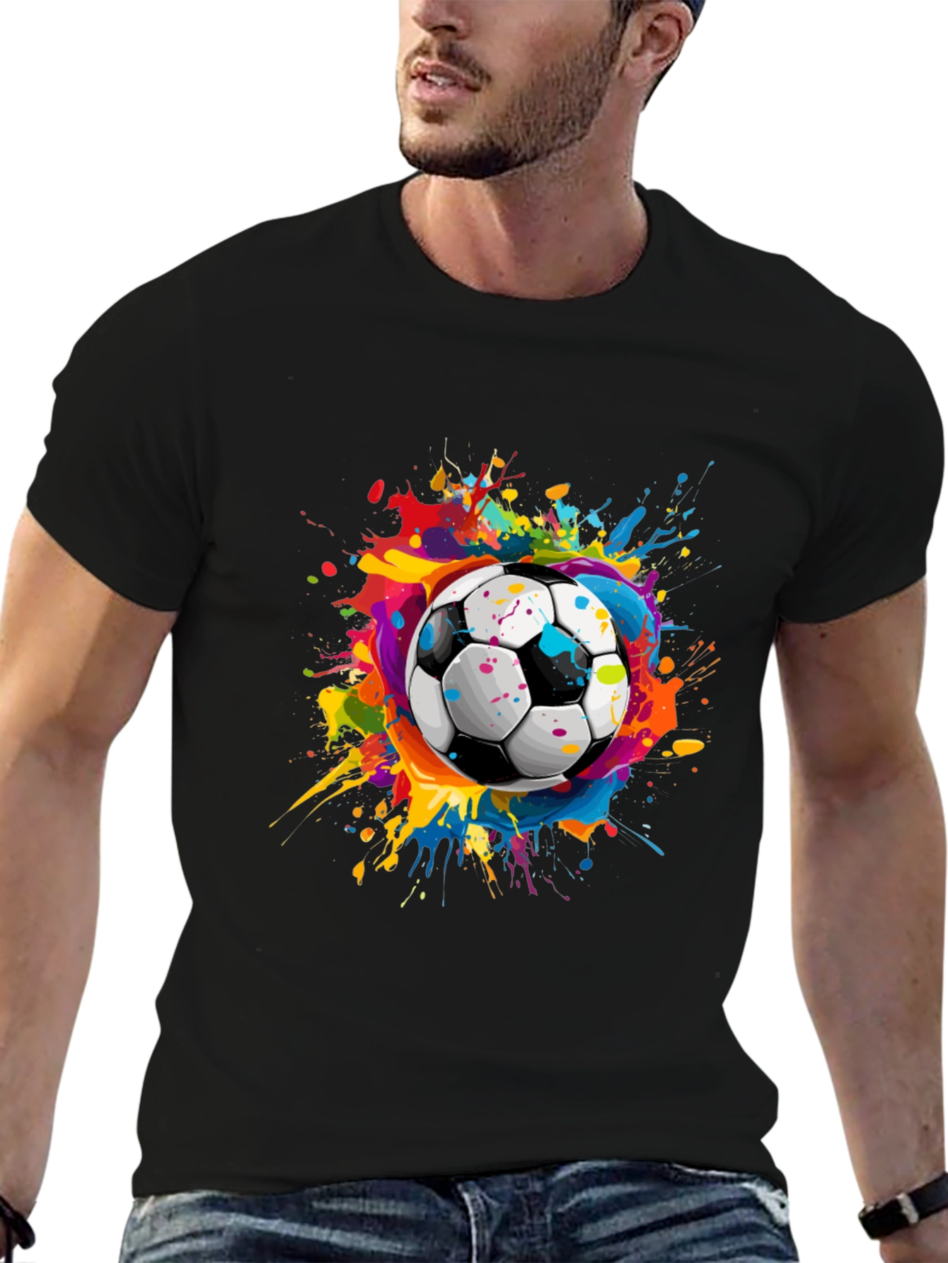 Black Soccer Splash Black T-Shirt view 6