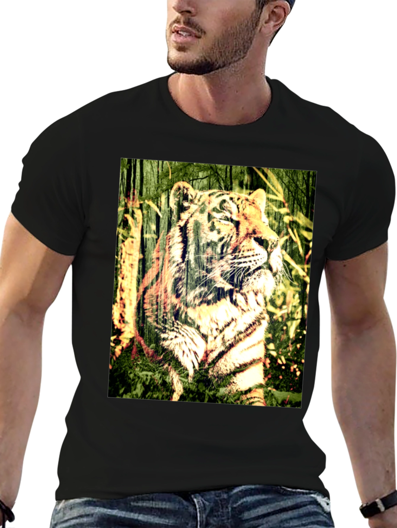 Black Tiger Graphic Black T-Shirt view 6