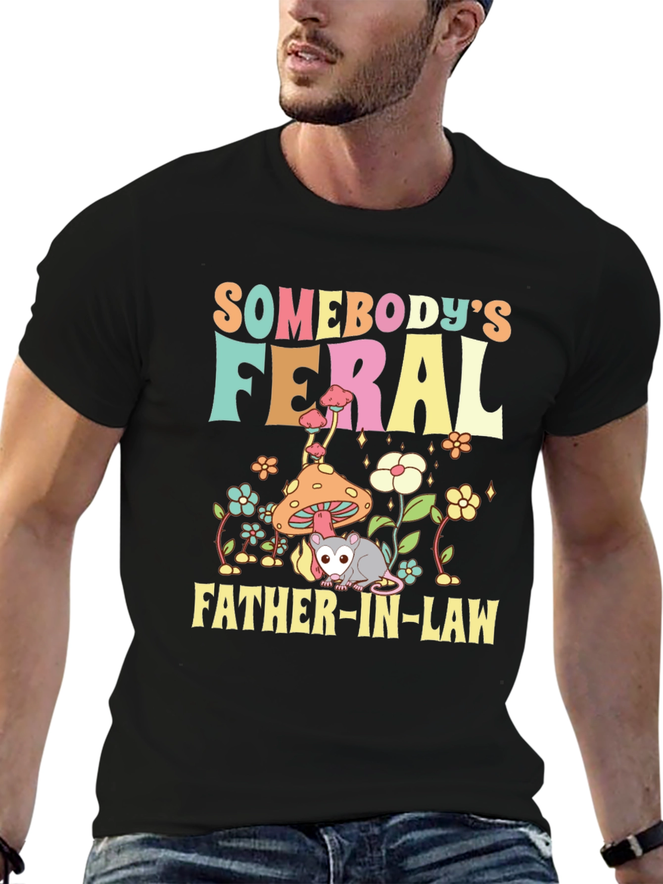 Black Feral Father-in-Law Novelty T-Shirt view 6