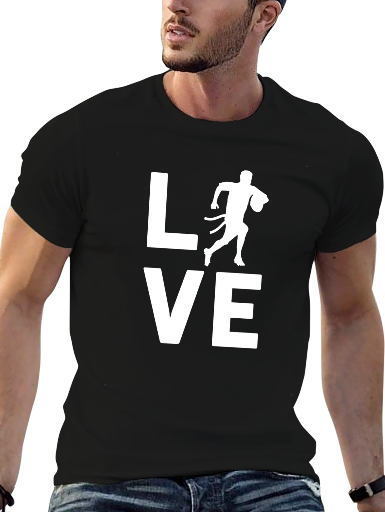 Black LOVE Flag Football Graphic T-Shirt view 6