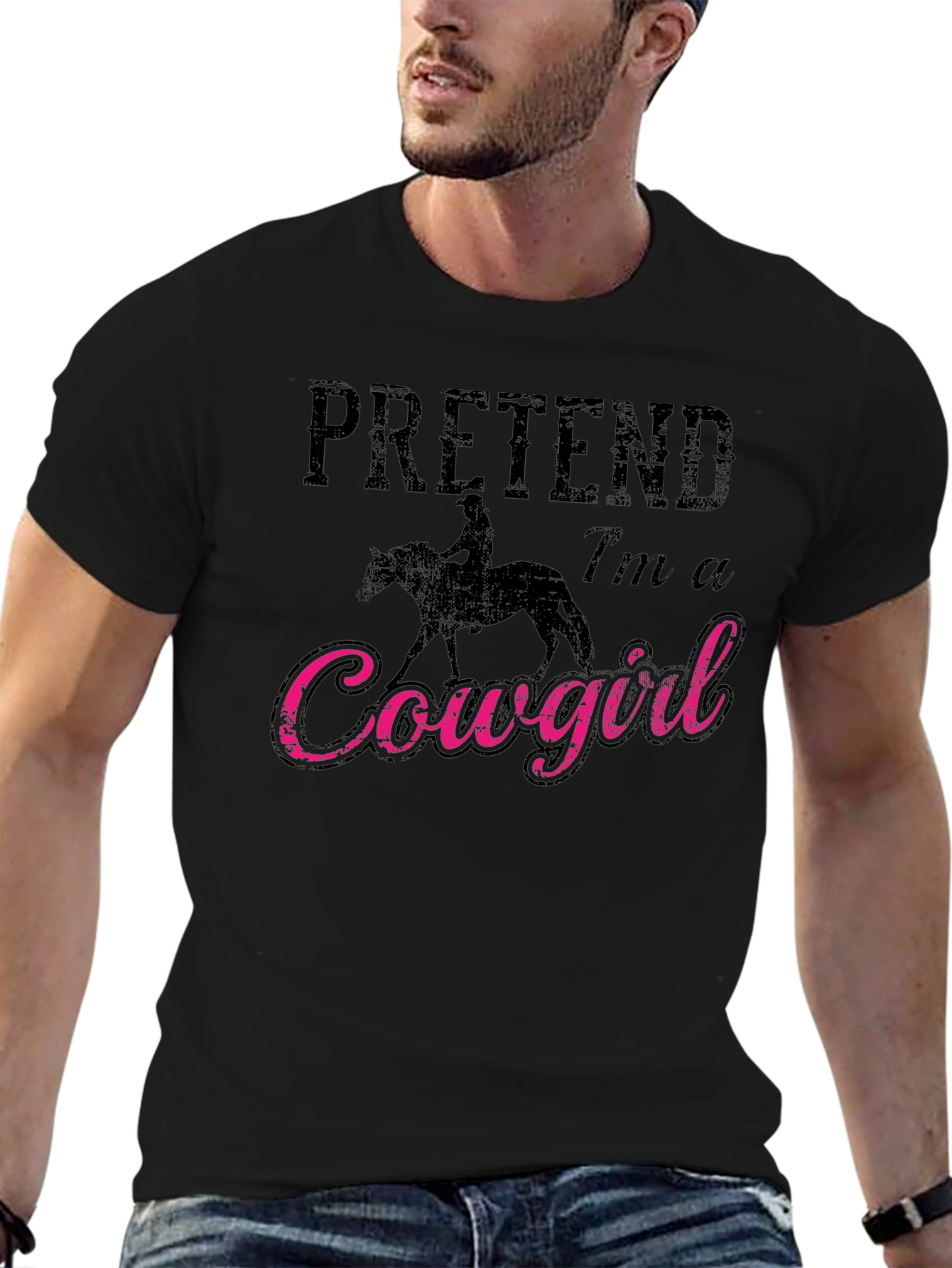 Black Pretend I'm a Cowgirl Graphic T-Shirt view 6